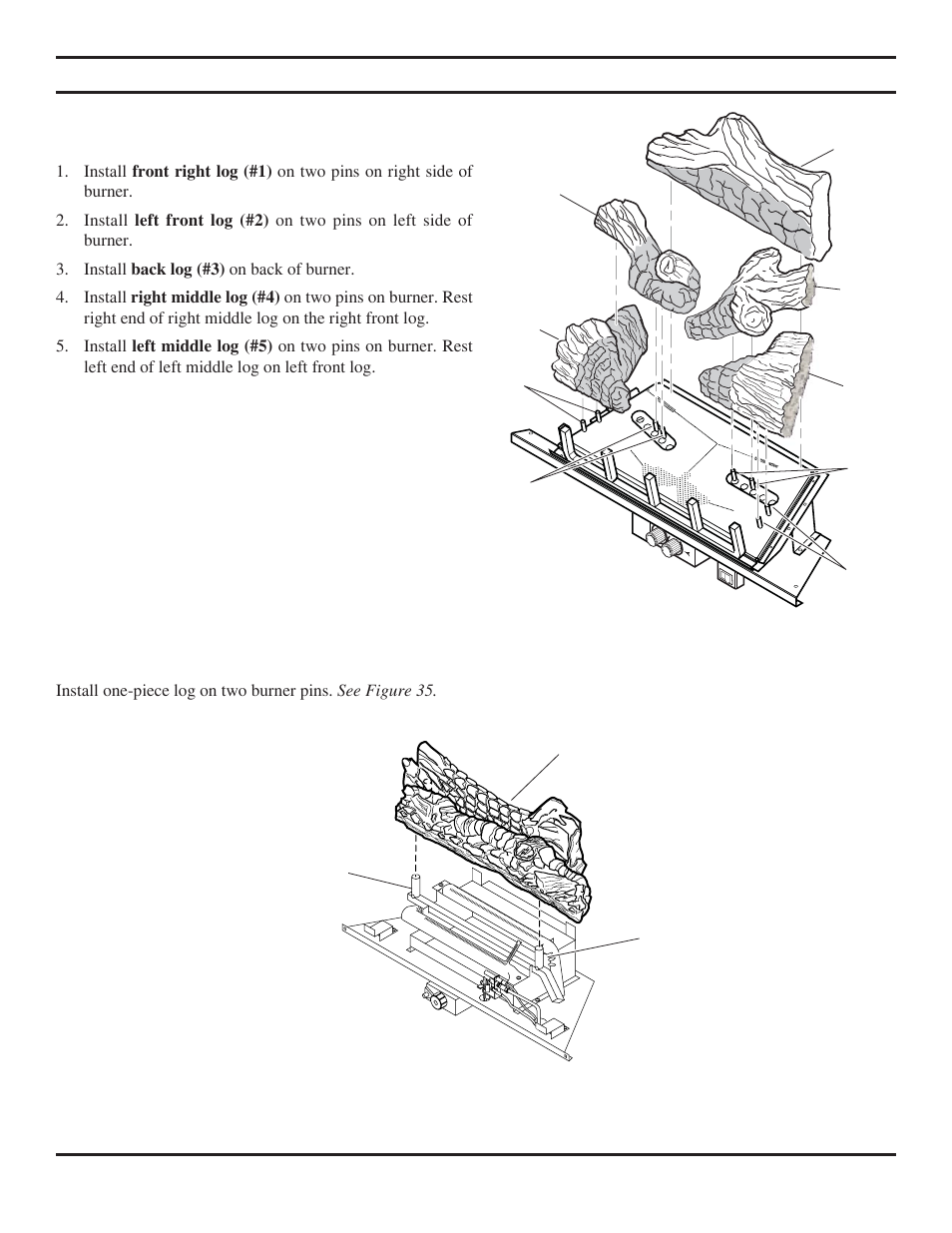 Log placement | Monessen Hearth Vent-Free Fireplace Systems DBX24C* User Manual | Page 25 / 44