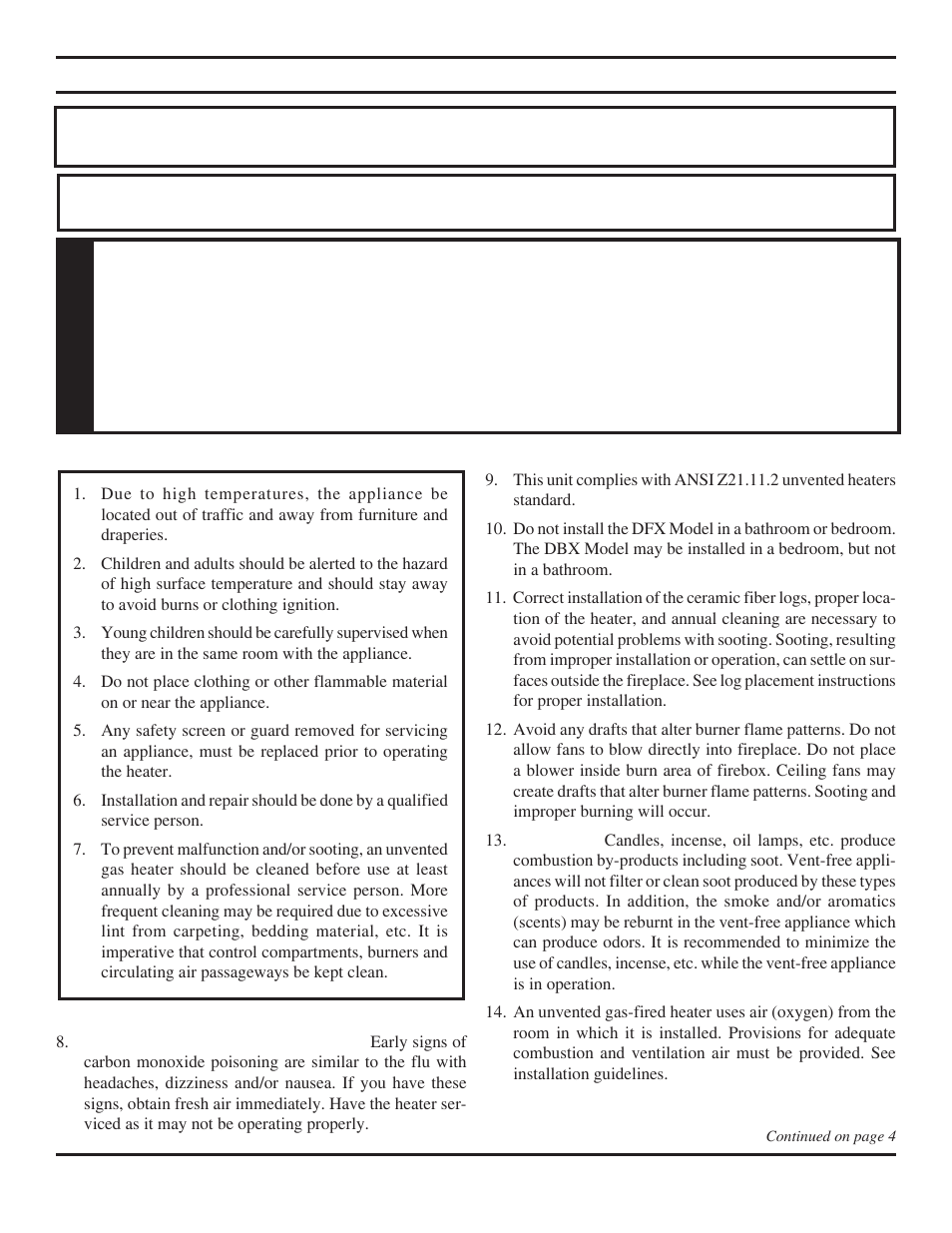 Important safety information, Warning | Monessen Hearth Vent-Free Fireplace Systems DBX24C* User Manual | Page 3 / 44