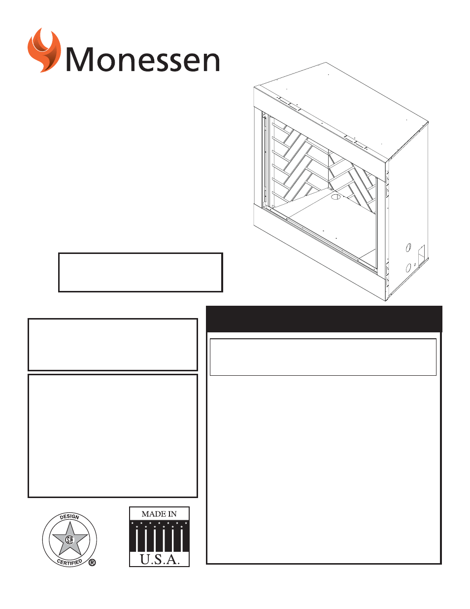 Monessen Hearth Magnum Unvented Vent-Free Fireboxes MCUF42D SERIES User Manual | 20 pages