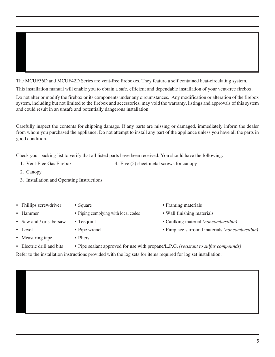 Product features, Warning, Notice | Monessen Hearth Magnum Unvented Vent-Free Fireboxes MCUF42D SERIES User Manual | Page 5 / 20
