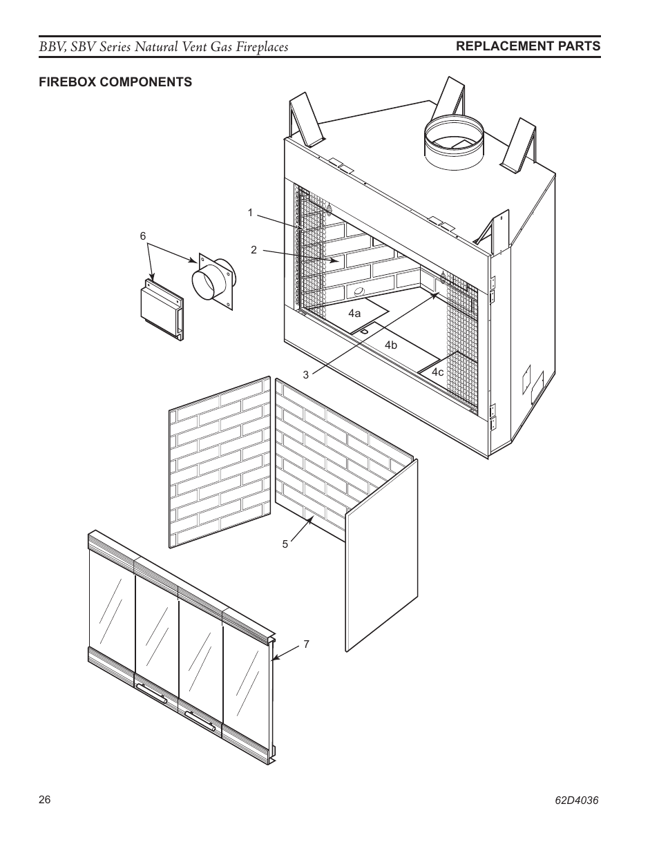Bbv, sbv series natural vent gas fireplaces | Monessen Hearth BBV400 User Manual | Page 26 / 40