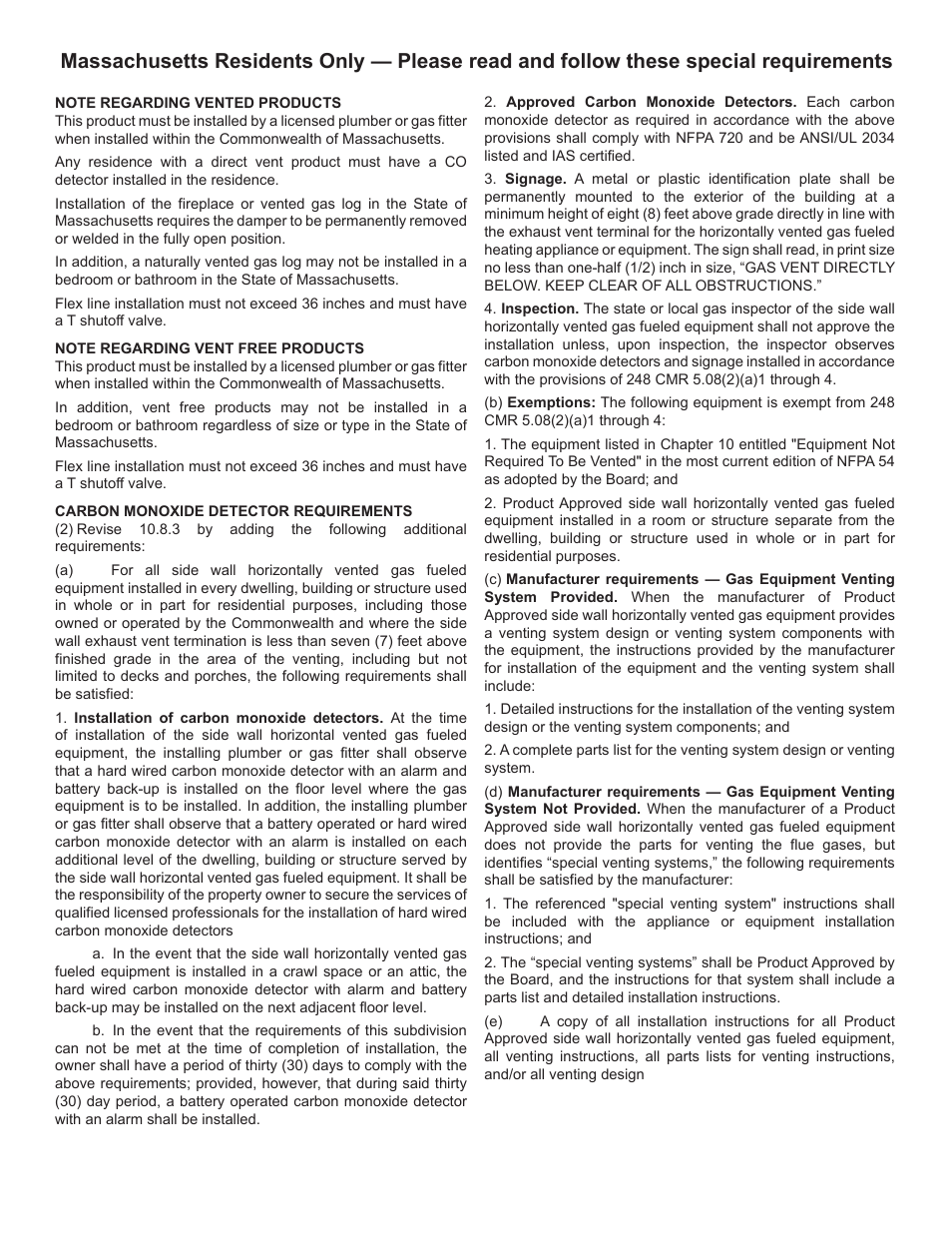 Bbv, sbv series natural vent gas fireplaces | Monessen Hearth BBV400 User Manual | Page 38 / 40