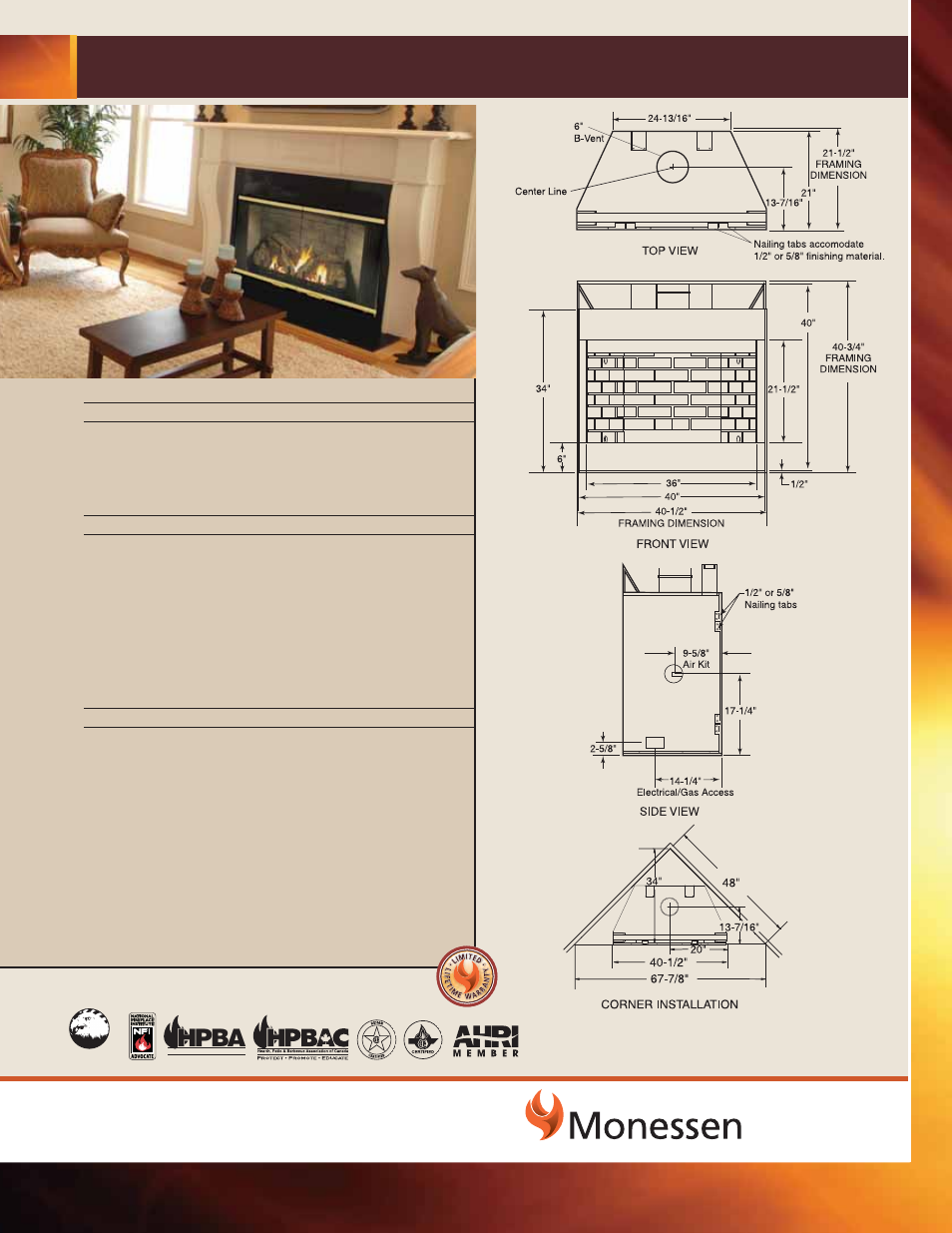 Monessen Hearth SBV400A B Vent User Manual | 1 page
