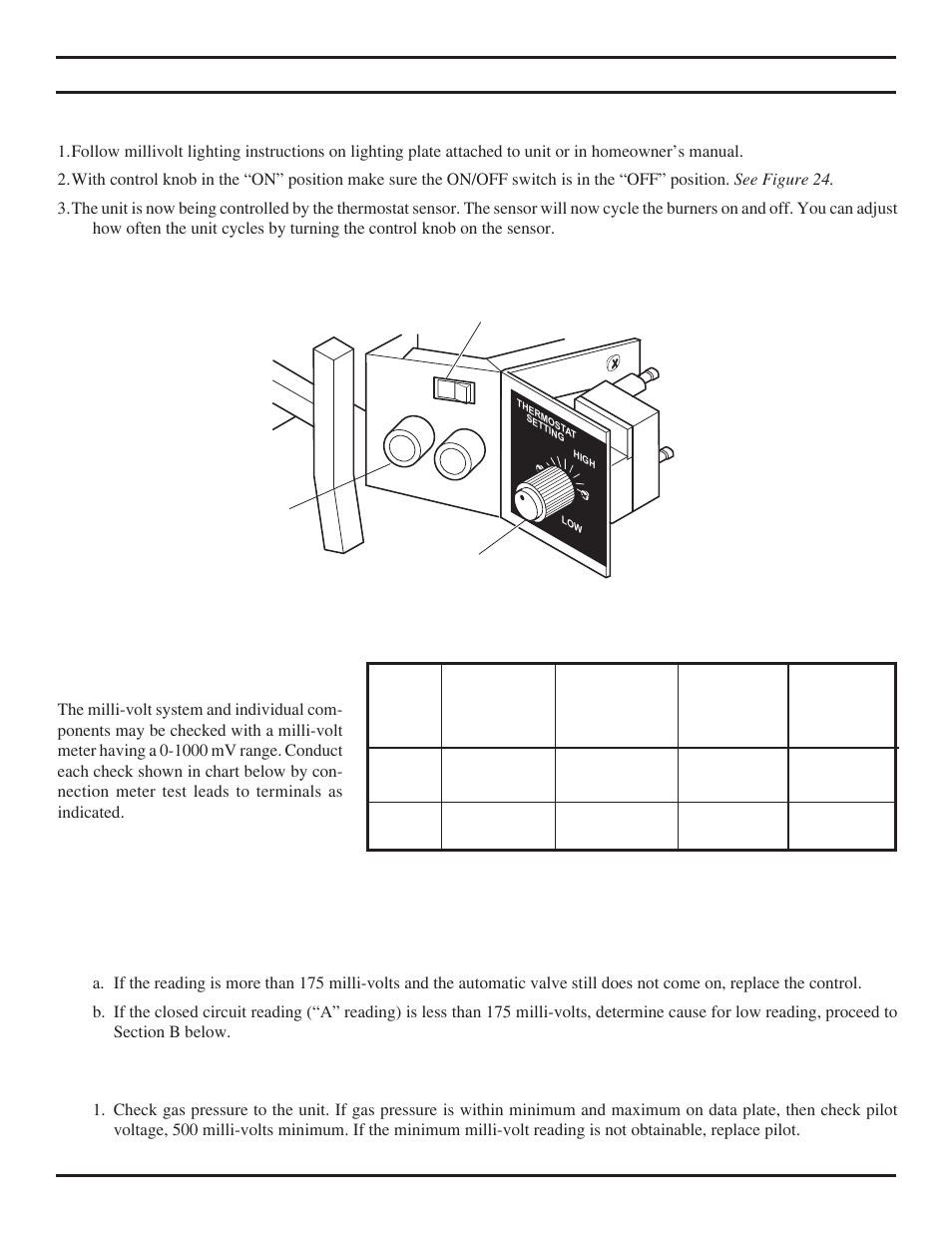 Electrical wiring (milli-volt), Operation of thermostat sensor | Monessen Hearth DEB20 User Manual | Page 25 / 40