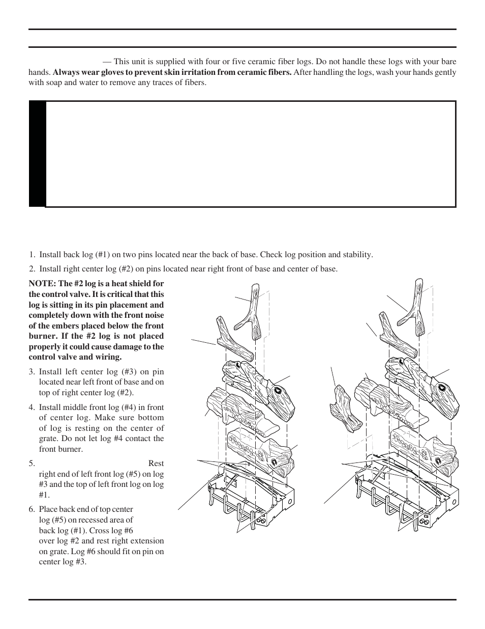 Log placement, Warning | Monessen Hearth DEB20 User Manual | Page 26 / 40