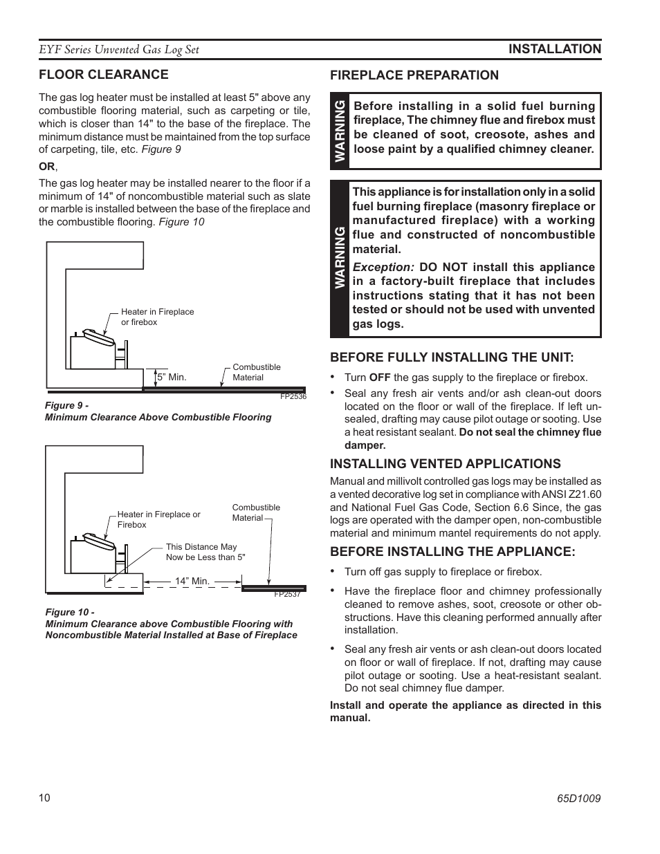 Monessen Hearth EYF18 User Manual | Page 10 / 32