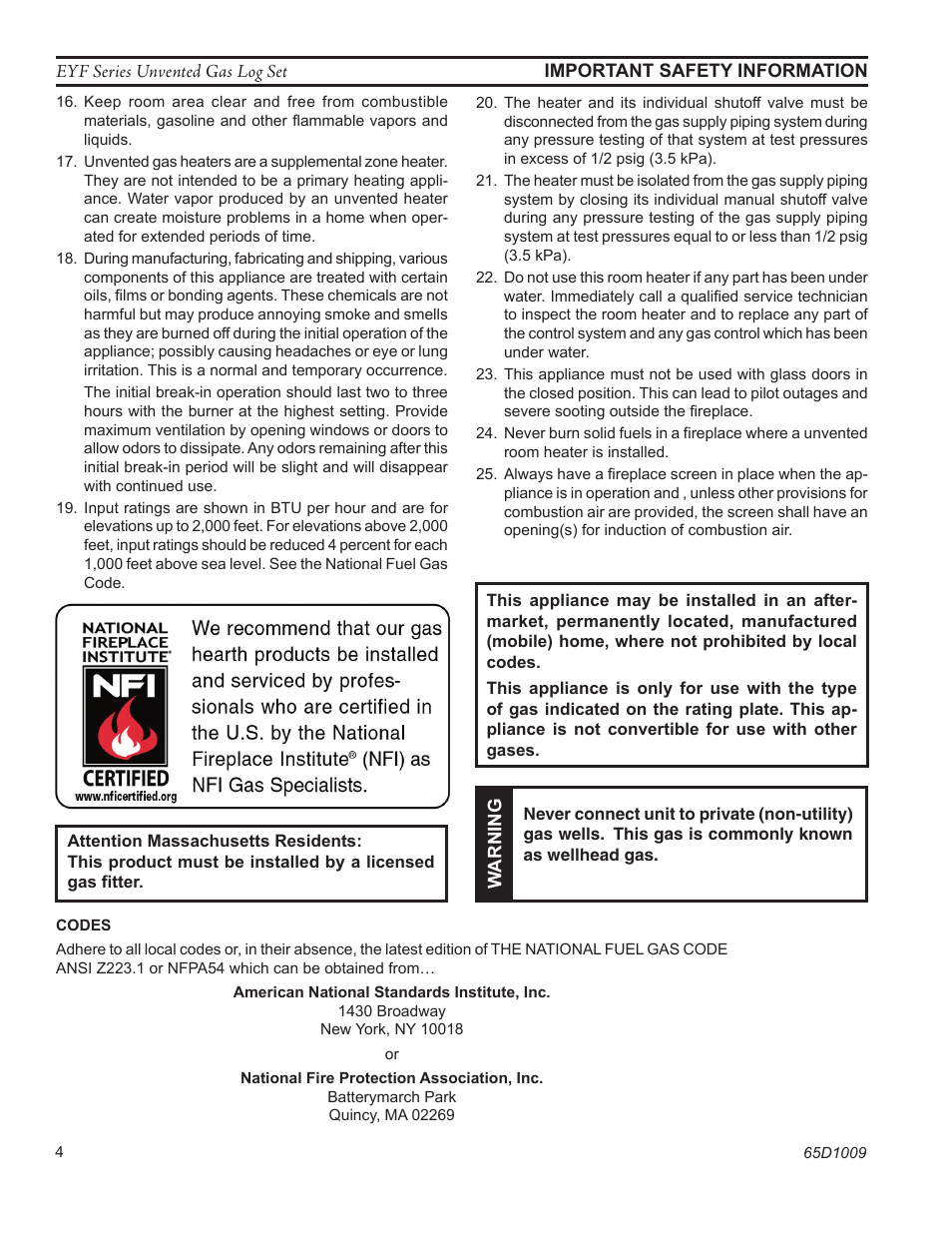 Monessen Hearth EYF18 User Manual | Page 4 / 32