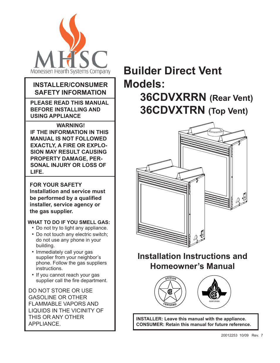 Monessen Hearth 36CDVXTRN User Manual | 44 pages