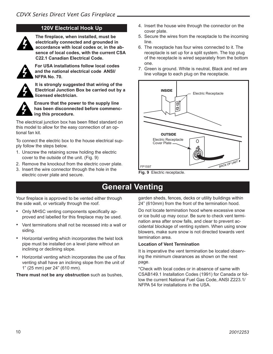 General venting | Monessen Hearth 36CDVXTRN User Manual | Page 10 / 44
