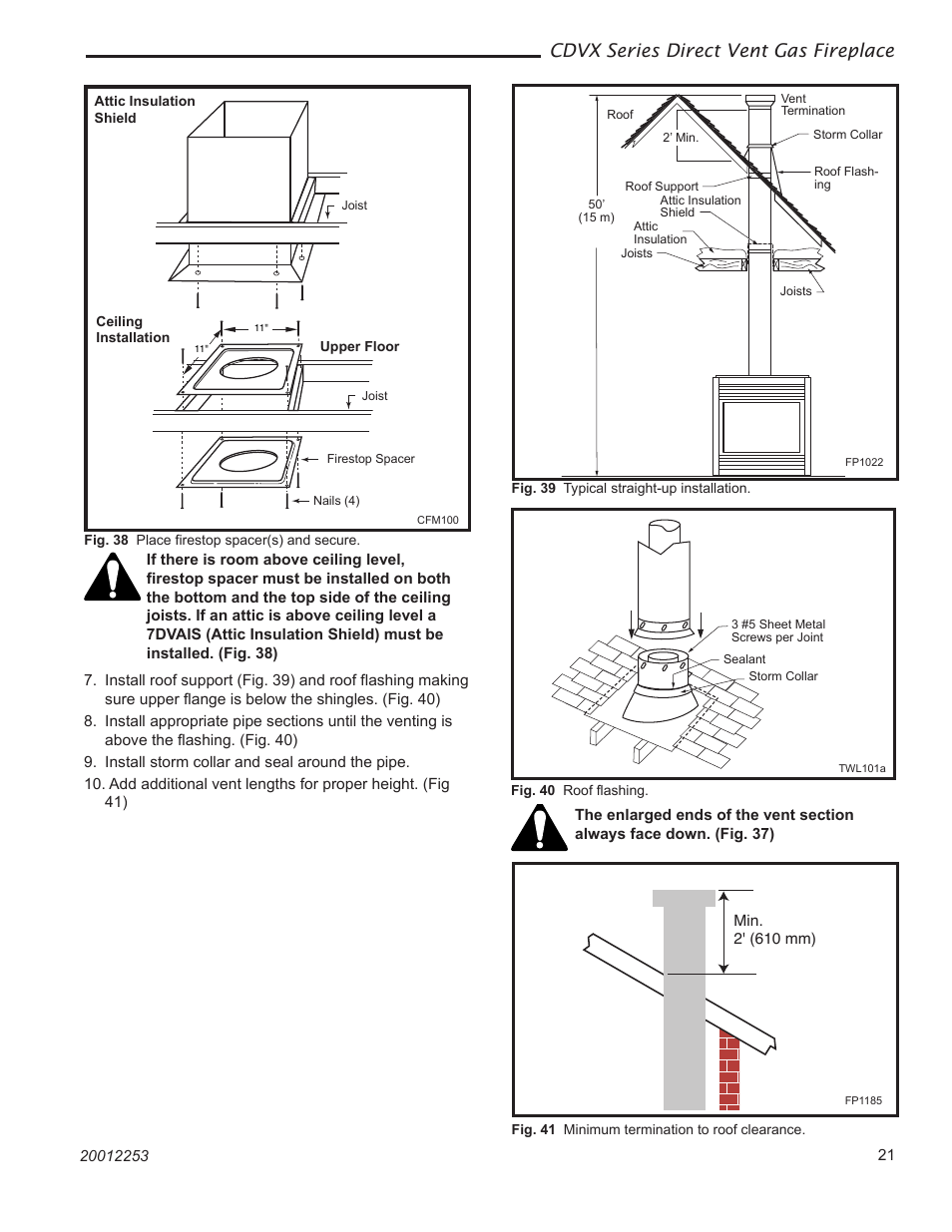 Cdvx series direct vent gas fireplace | Monessen Hearth 36CDVXTRN User Manual | Page 21 / 44