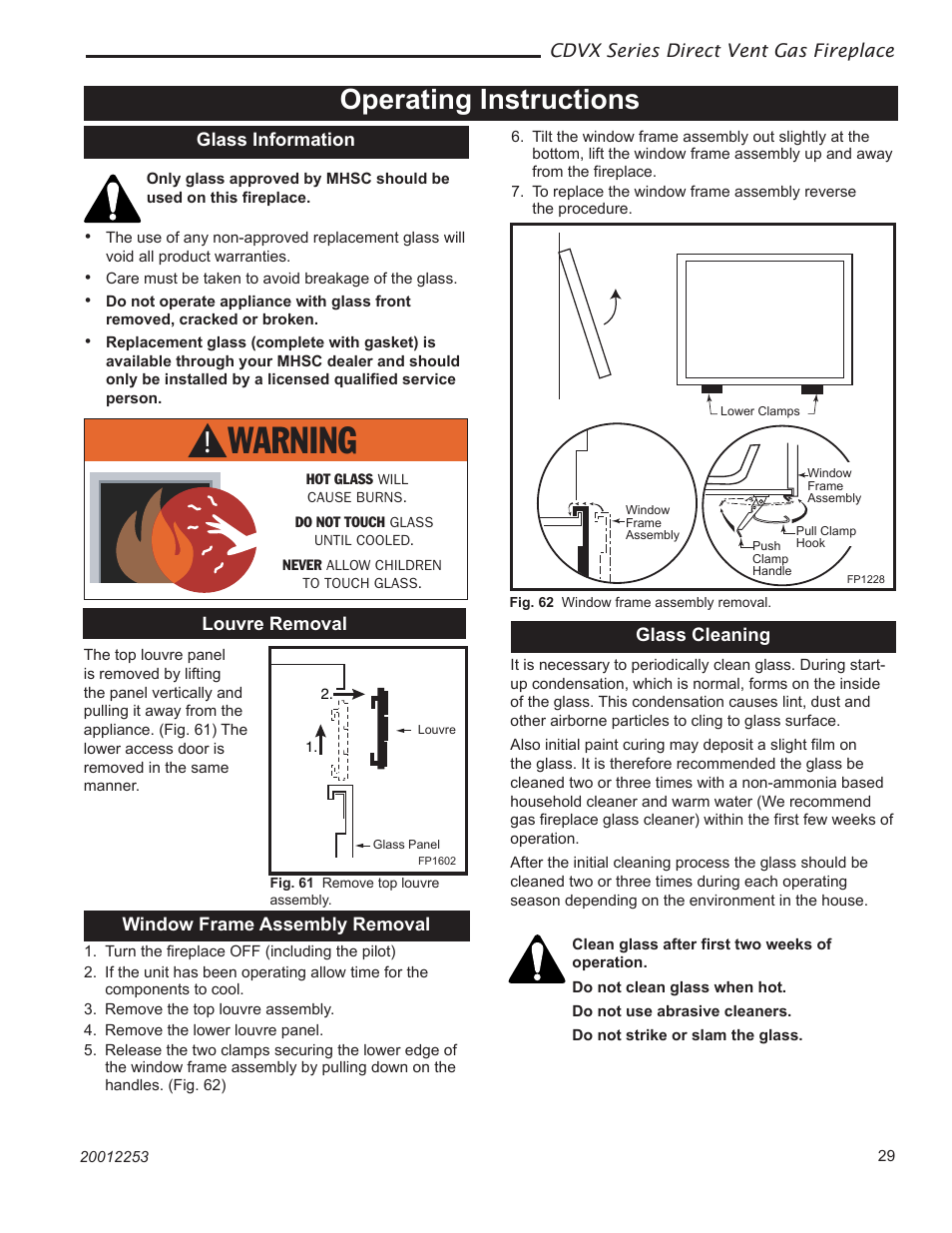 Operating instructions | Monessen Hearth 36CDVXTRN User Manual | Page 29 / 44