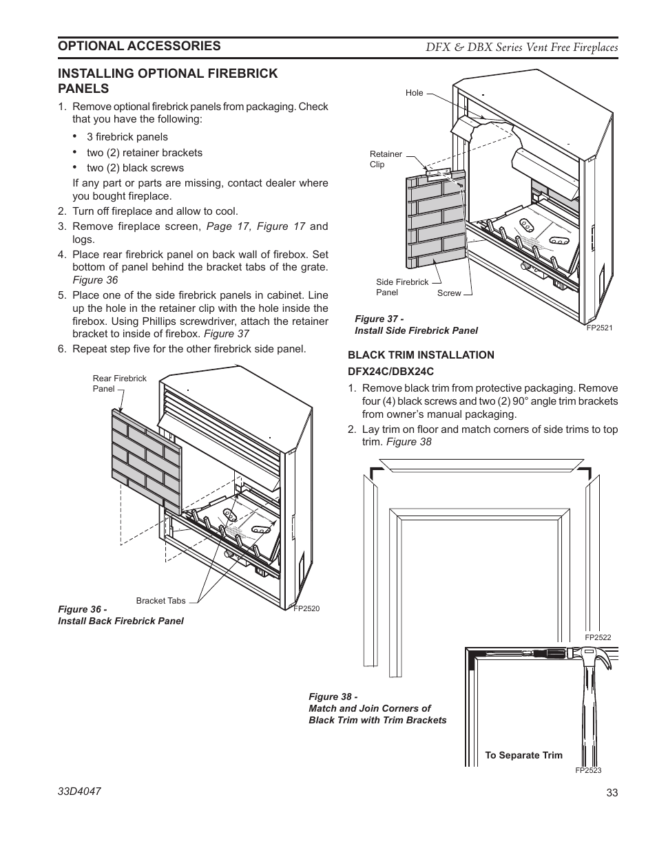 Fp2520 install back brick | Monessen Hearth DBX24C User Manual | Page 33 / 36