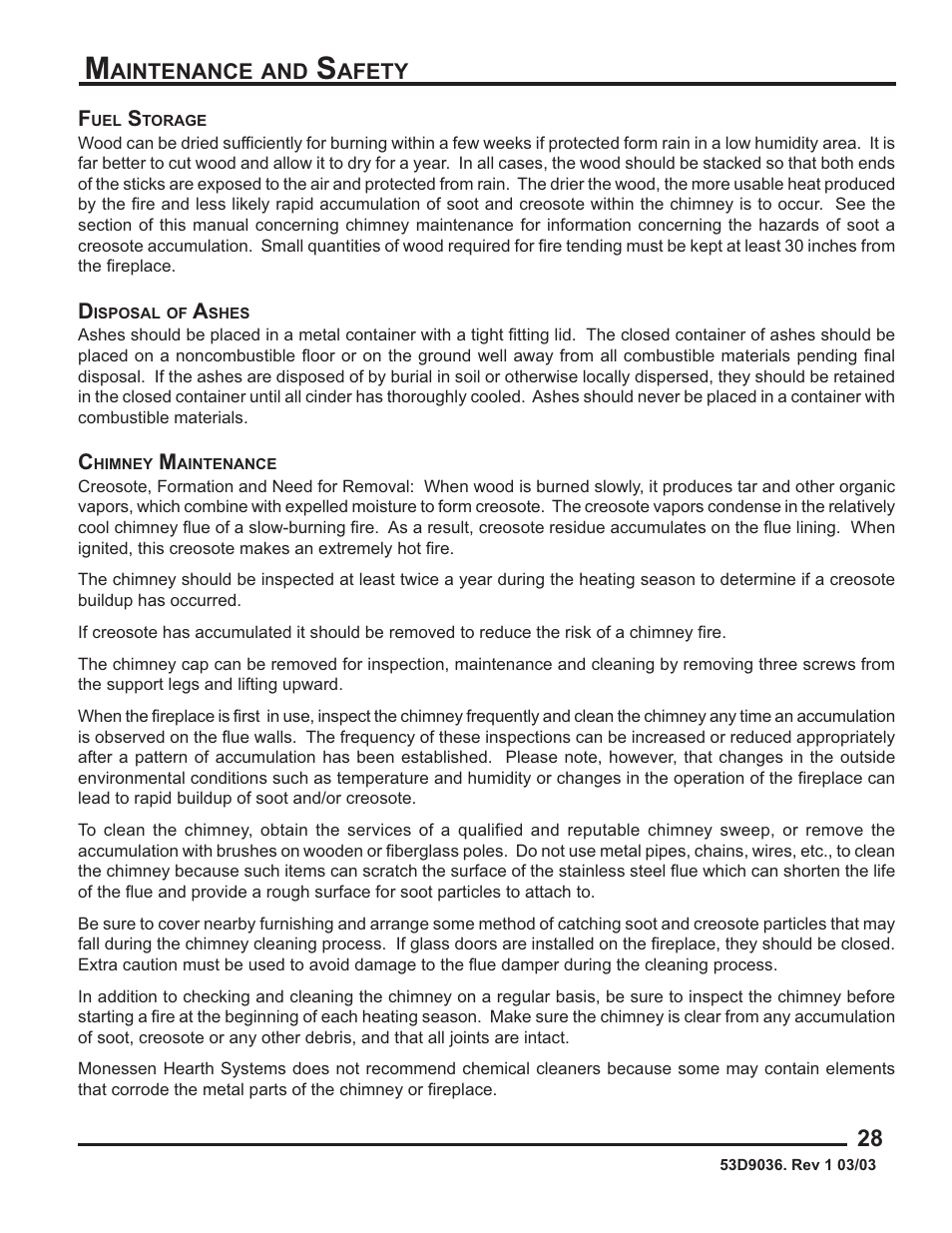 Monessen Hearth HWB700HB User Manual | Page 29 / 36