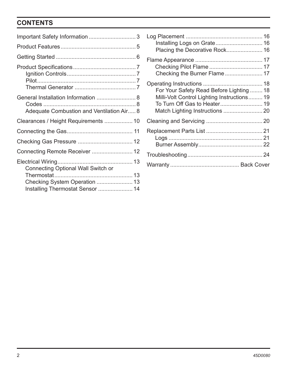 Monessen Hearth C2802VF User Manual | Page 2 / 28