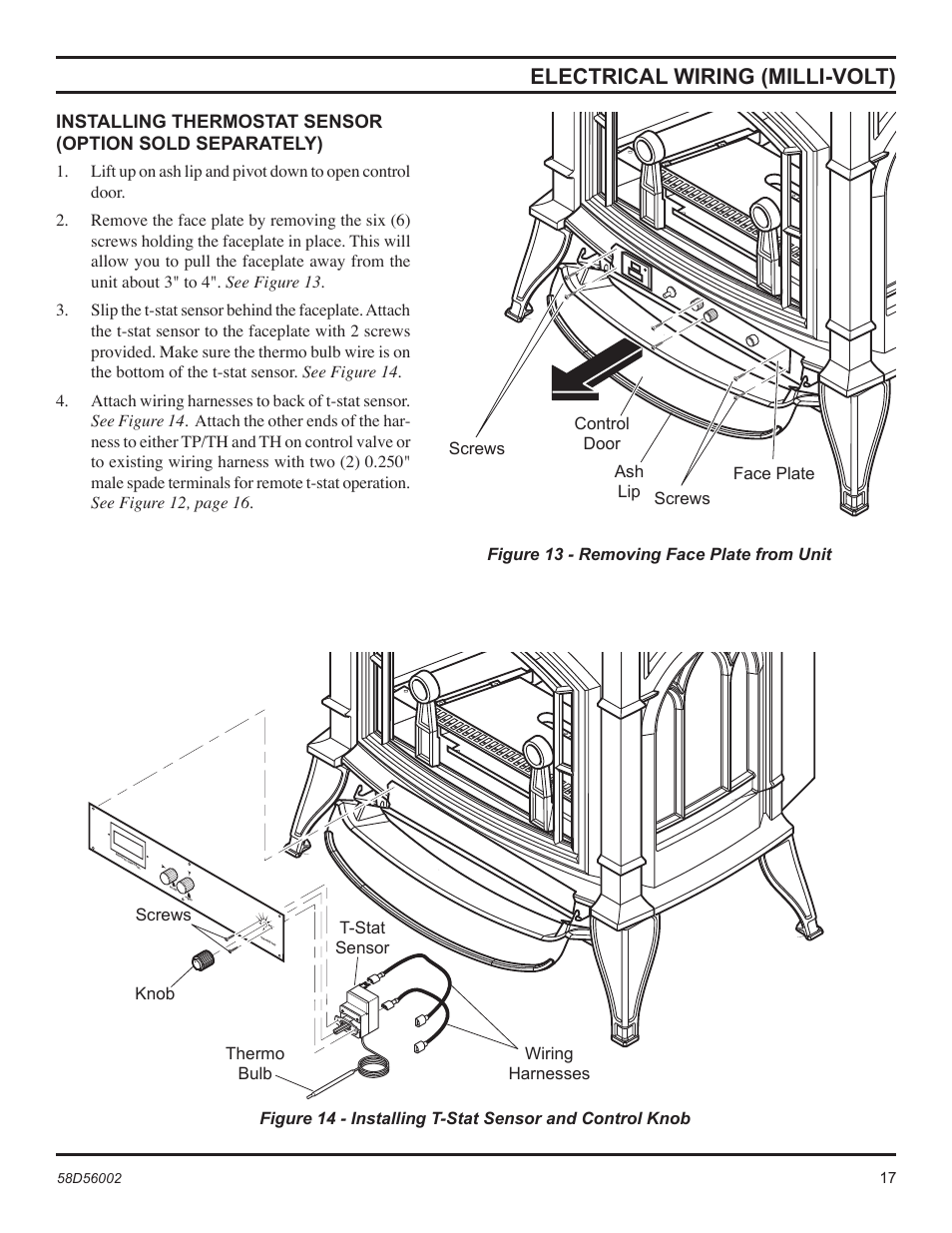 Electrical wiring (milli-volt) | Monessen Hearth CSVF30SPV User Manual | Page 17 / 32