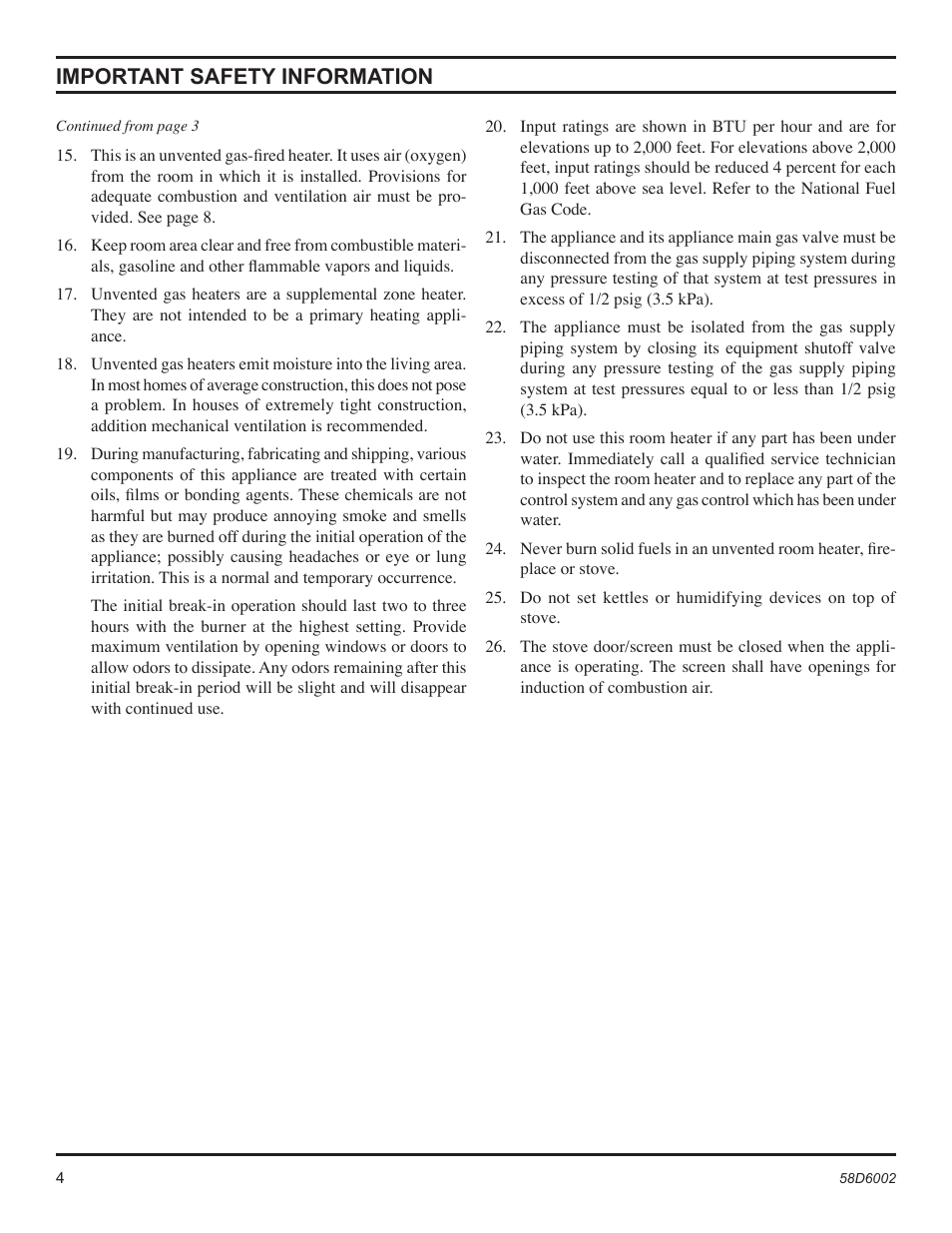 Important safety information | Monessen Hearth CSVF30SPV User Manual | Page 4 / 32