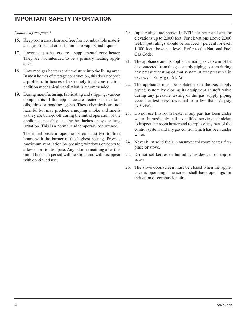 Important safety information | Monessen Hearth Double Door VFCS30DPV User Manual | Page 4 / 32