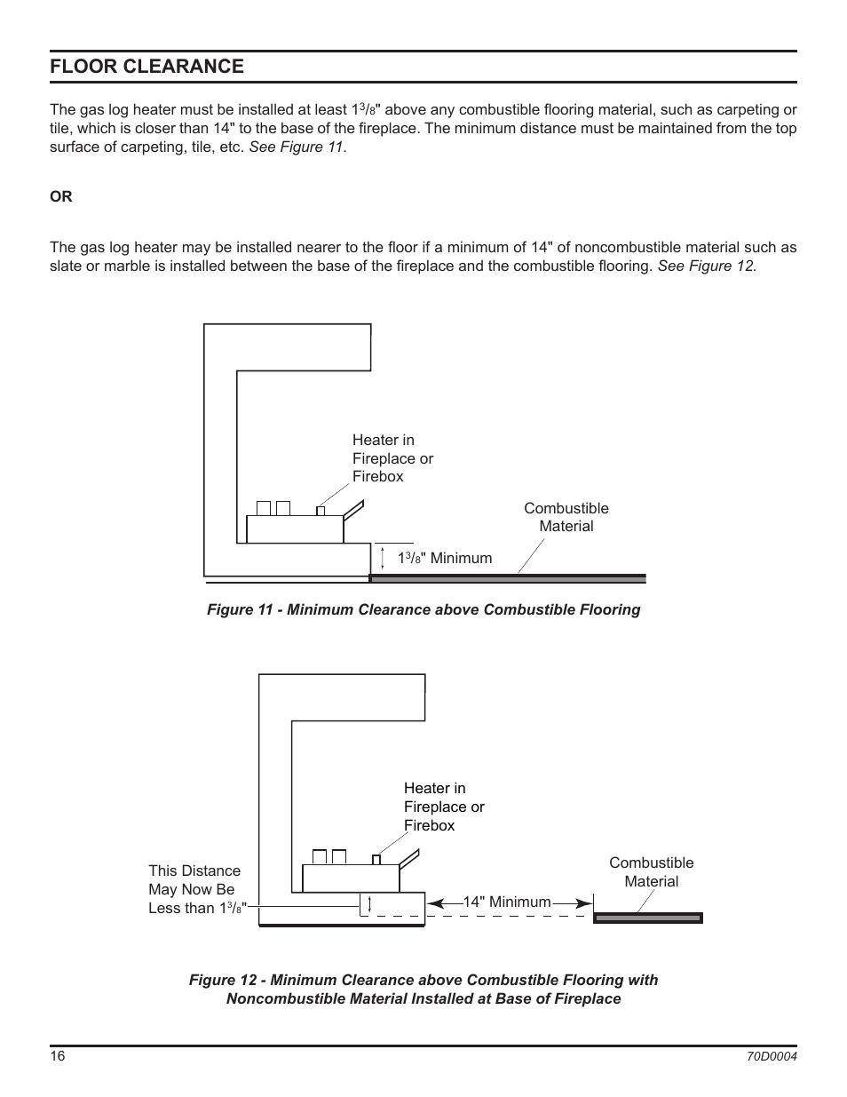 Floor clearance | Monessen Hearth TPB18 User Manual | Page 16 / 44