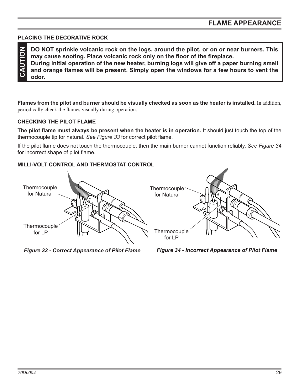 Flame appearance, Caution | Monessen Hearth TPB18 User Manual | Page 29 / 44