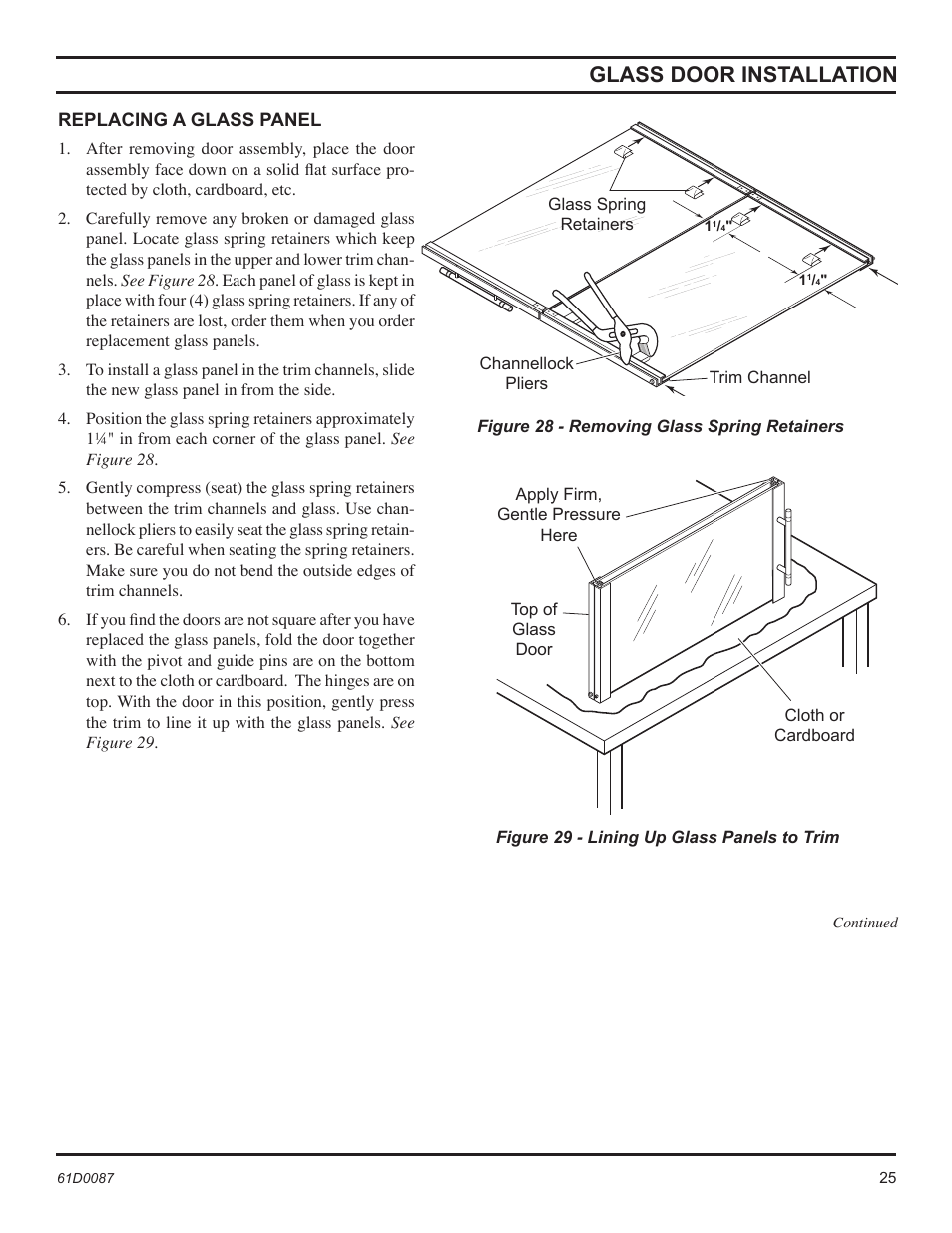 Glass door installation | Monessen Hearth BWBC500MHB User Manual | Page 25 / 40