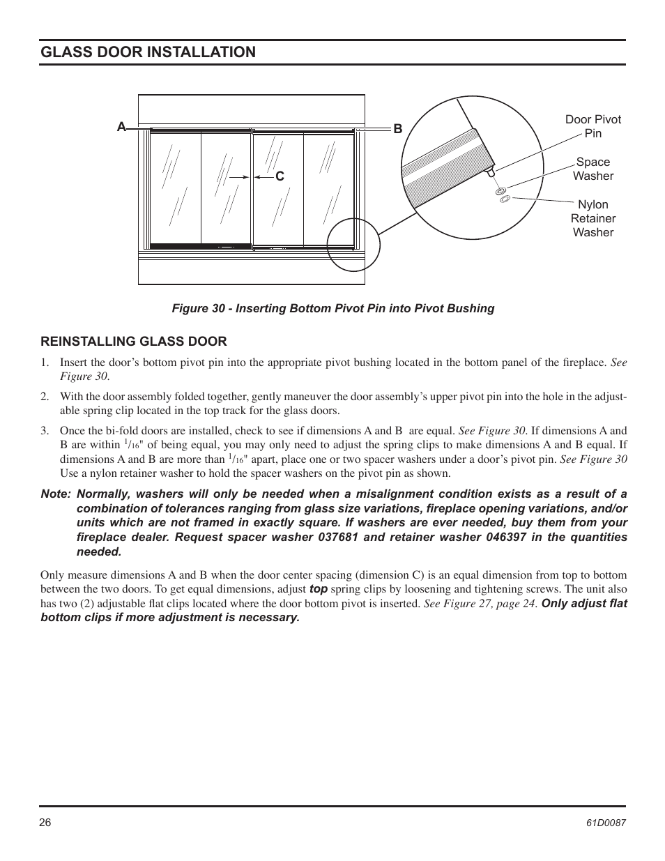 Glass door installation | Monessen Hearth BWBC500MHB User Manual | Page 26 / 40