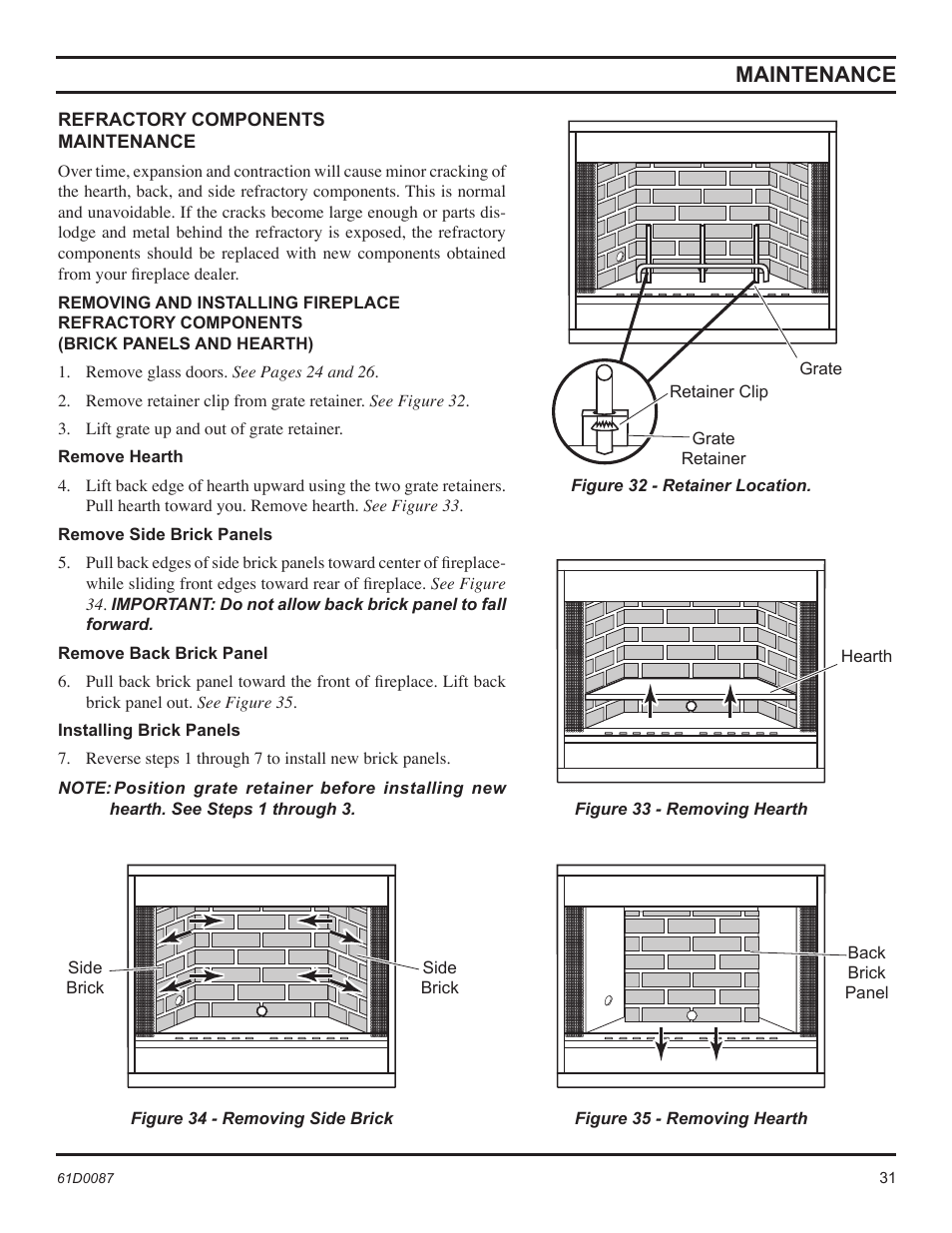 Maintenance | Monessen Hearth BWBC500MHB User Manual | Page 31 / 40