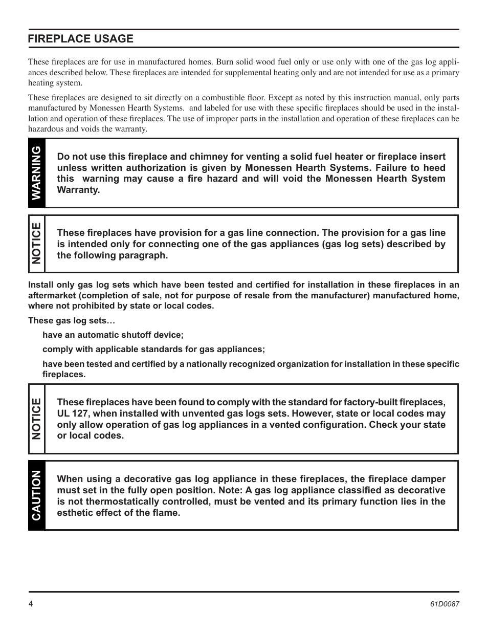 Monessen Hearth BWBC500MHB User Manual | Page 4 / 40