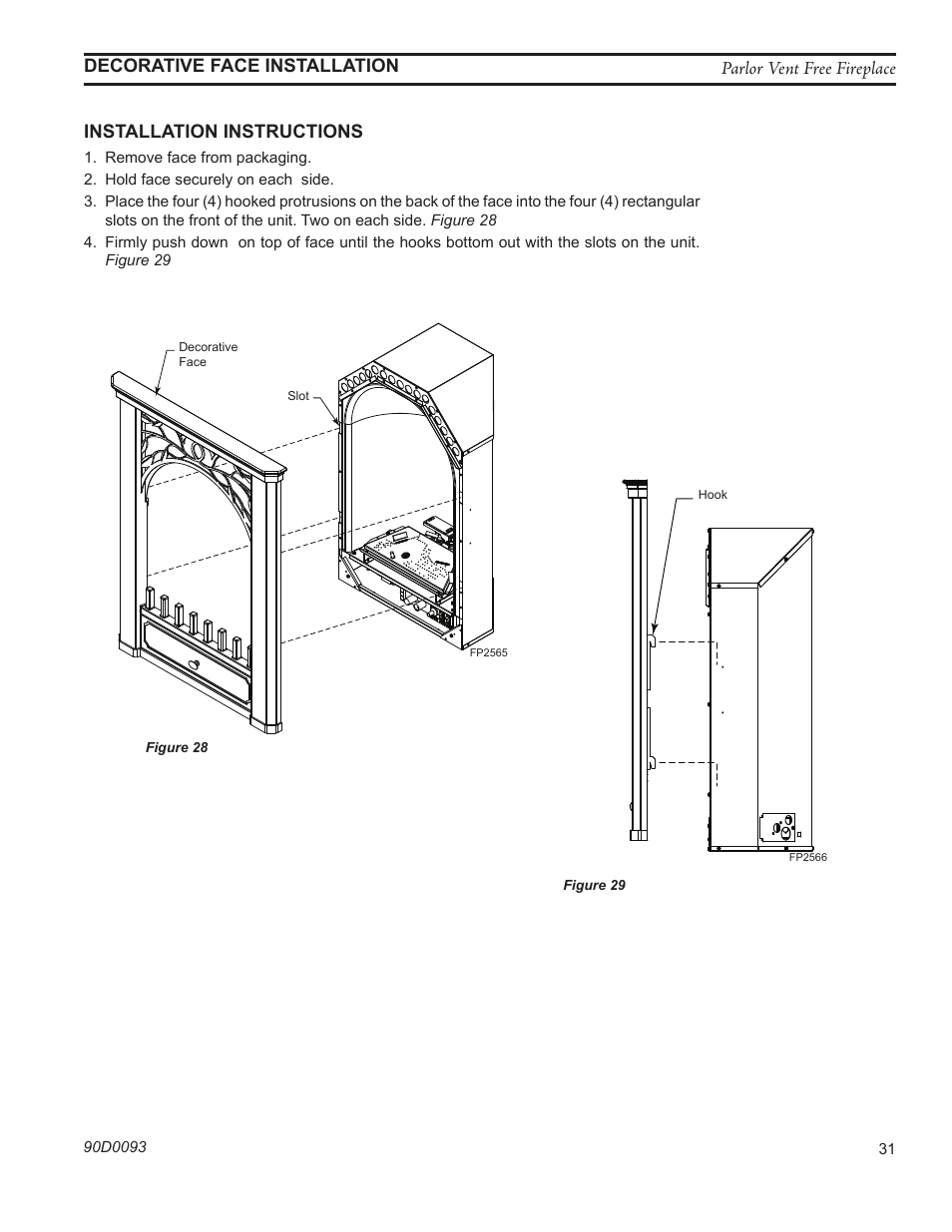 Fp2566 face side view | Monessen Hearth PARLOR VENT-FREE PL20 User Manual | Page 31 / 32