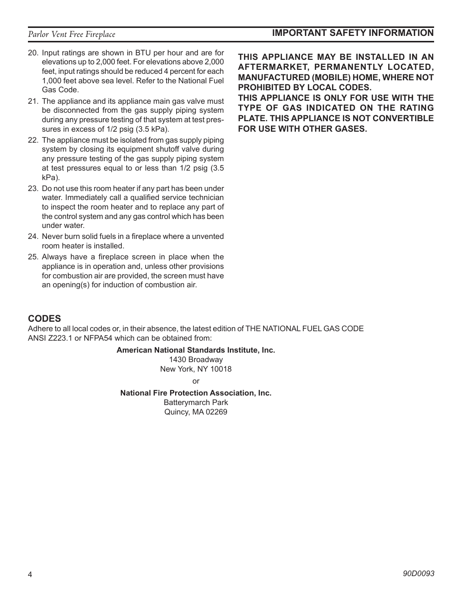 Monessen Hearth PARLOR VENT-FREE PL20 User Manual | Page 4 / 32