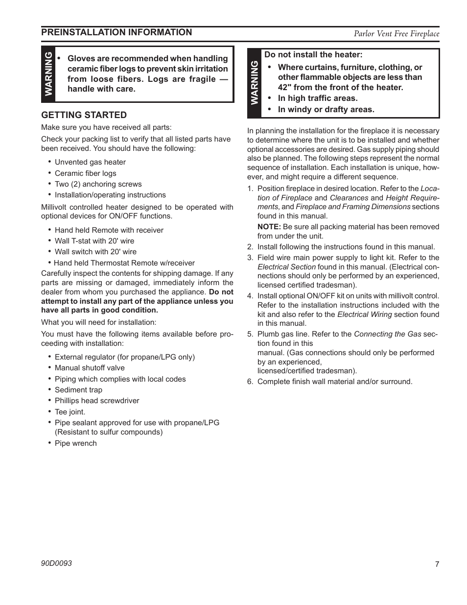 Monessen Hearth PARLOR VENT-FREE PL20 User Manual | Page 7 / 32
