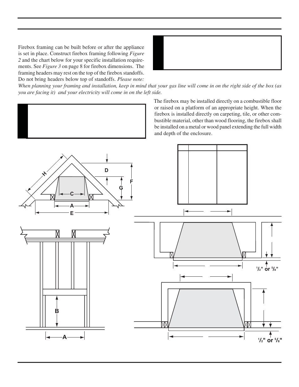 Fireplace framing, Wa rning, Warning | Monessen Hearth Direct Vent Gas Fireplace KHLDV SERIES User Manual | Page 7 / 52