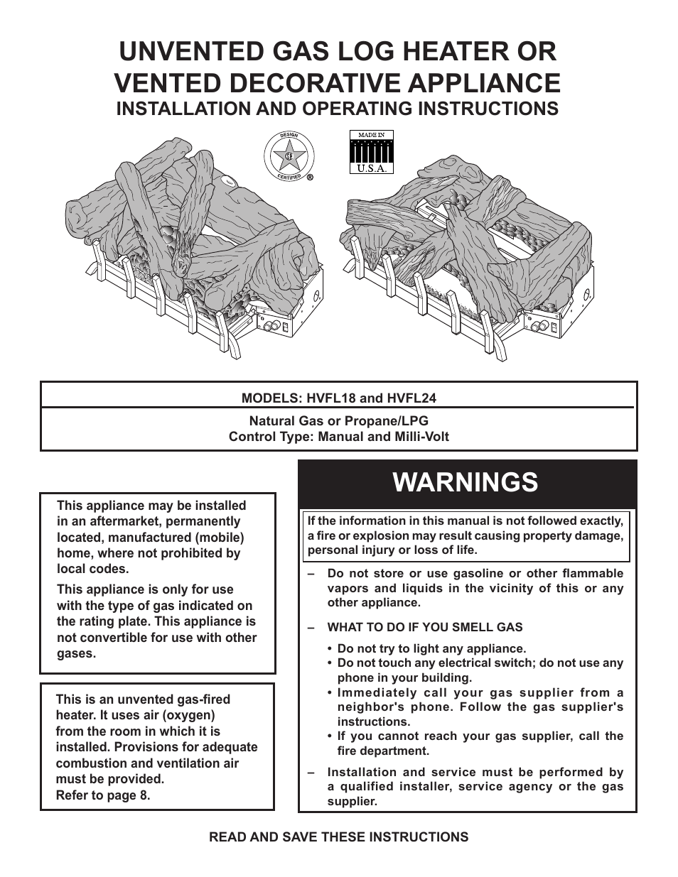 Monessen Hearth HVFL18 User Manual | 44 pages
