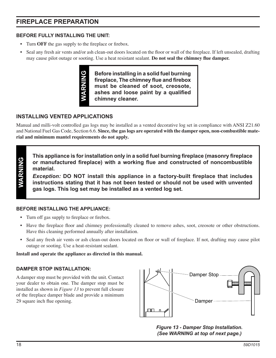 Monessen Hearth HVFL18 User Manual | Page 18 / 44