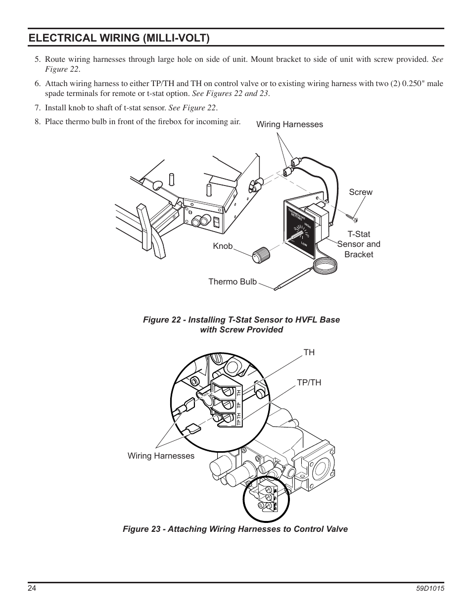 Electrical wiring (milli-volt) | Monessen Hearth HVFL18 User Manual | Page 24 / 44