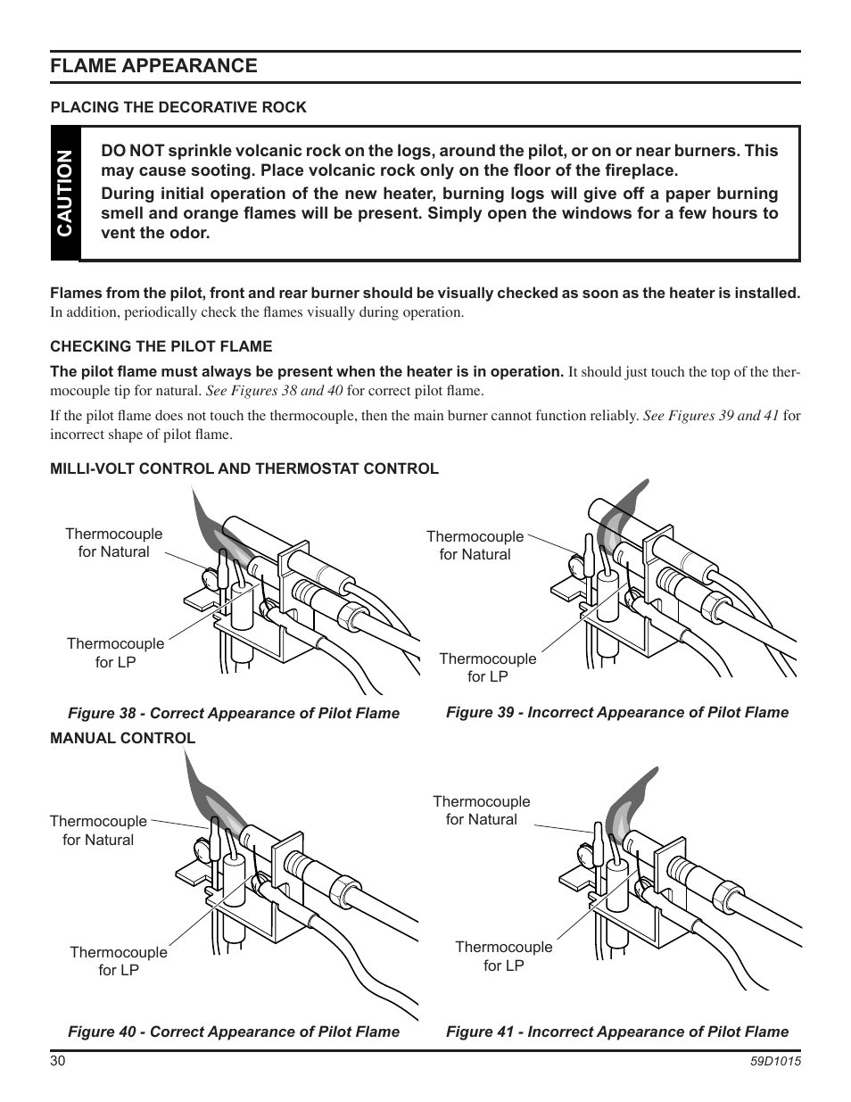 Caution flame appearance | Monessen Hearth HVFL18 User Manual | Page 30 / 44