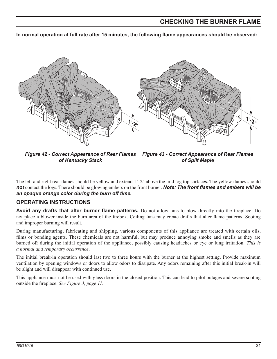 Checking the burner flame | Monessen Hearth HVFL18 User Manual | Page 31 / 44