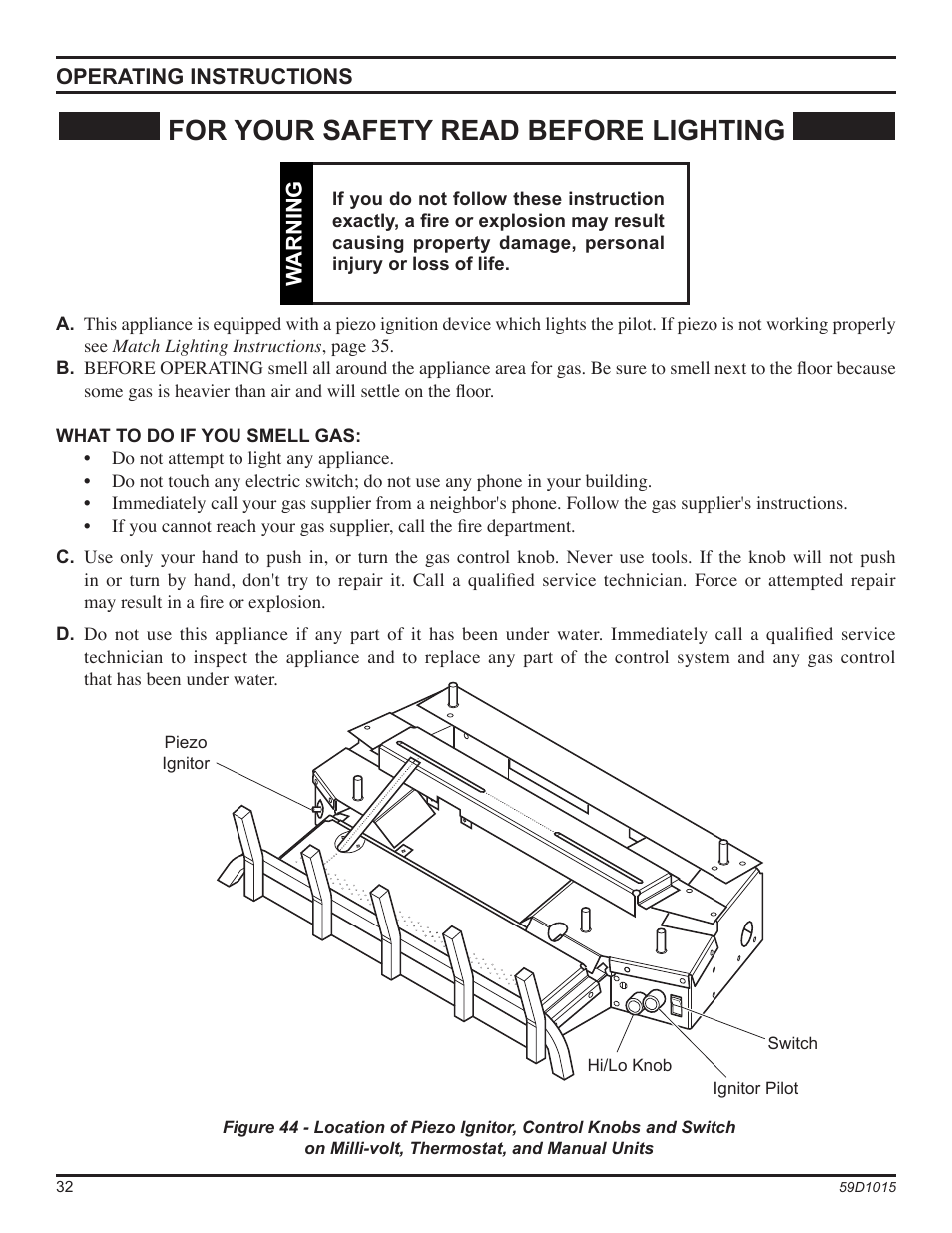 For your safety read before lighting | Monessen Hearth HVFL18 User Manual | Page 32 / 44
