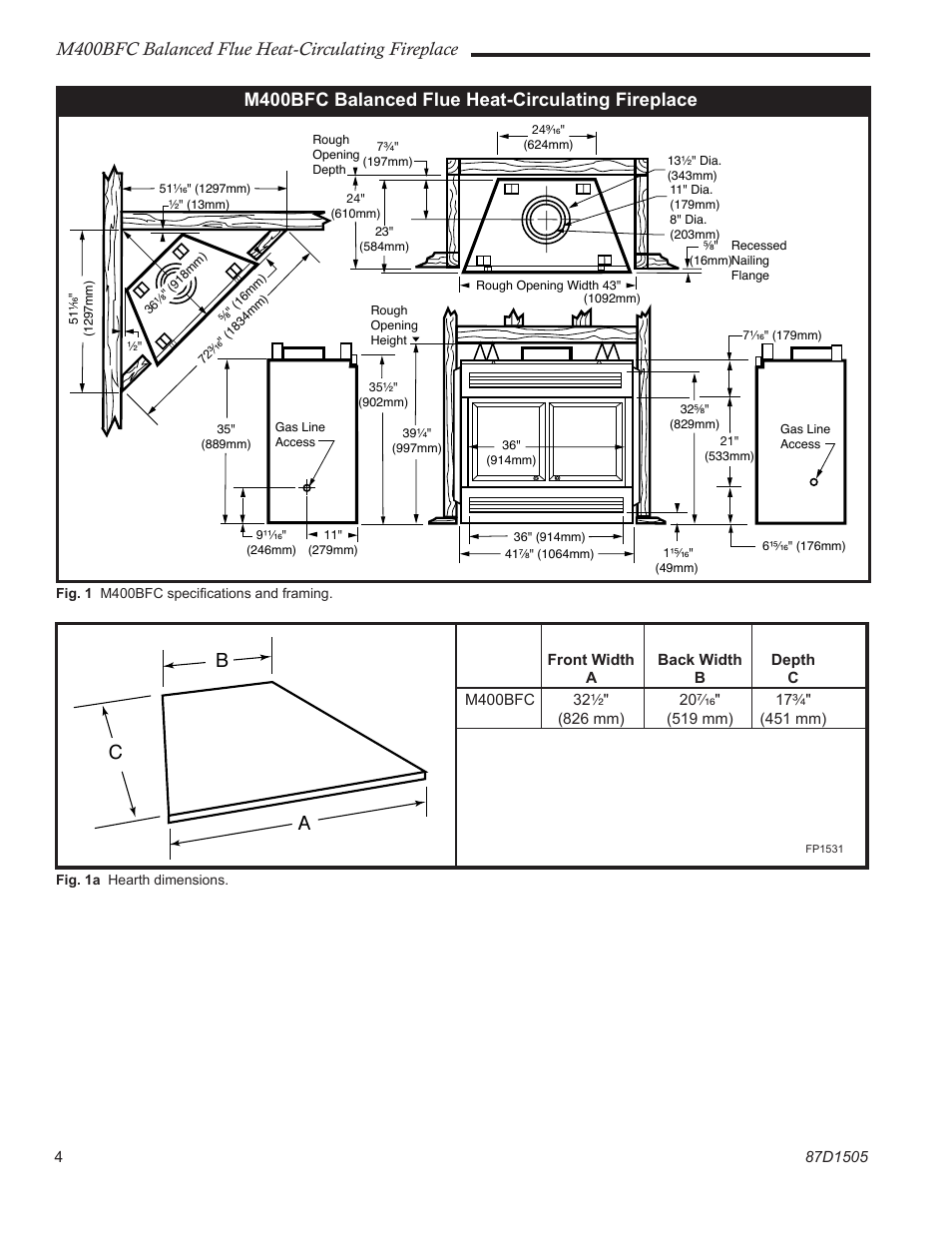 M400bfc balanced flue heat-circulating fireplace | Monessen Hearth M400BFC User Manual | Page 4 / 24