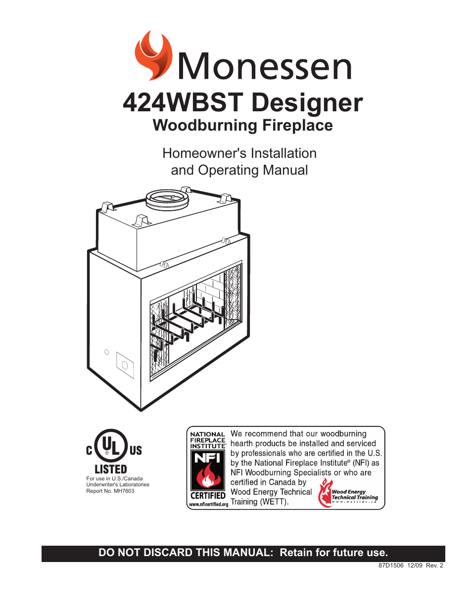 Monessen Hearth 424WBST User Manual | 24 pages