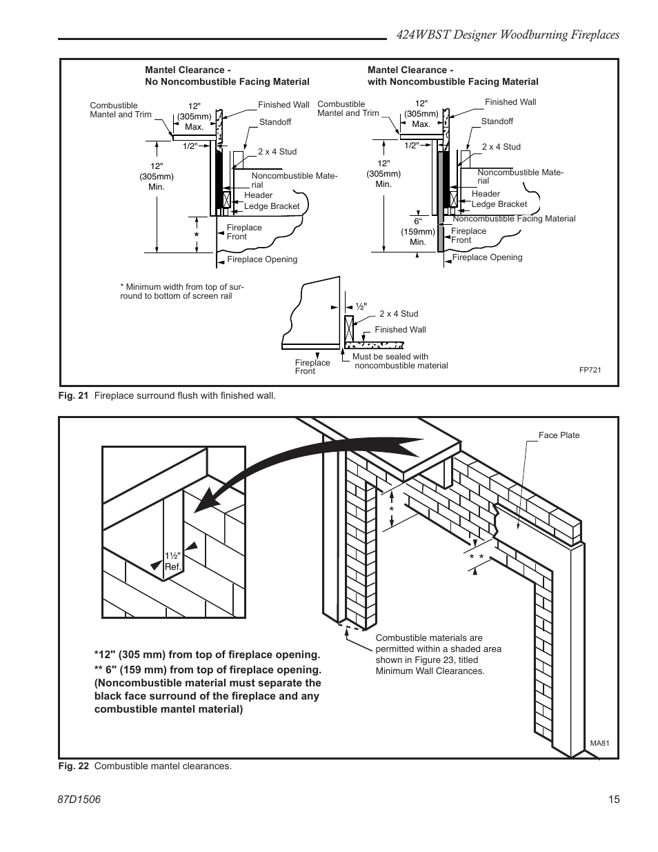 424wbst designer woodburning fireplaces | Monessen Hearth 424WBST User Manual | Page 15 / 24