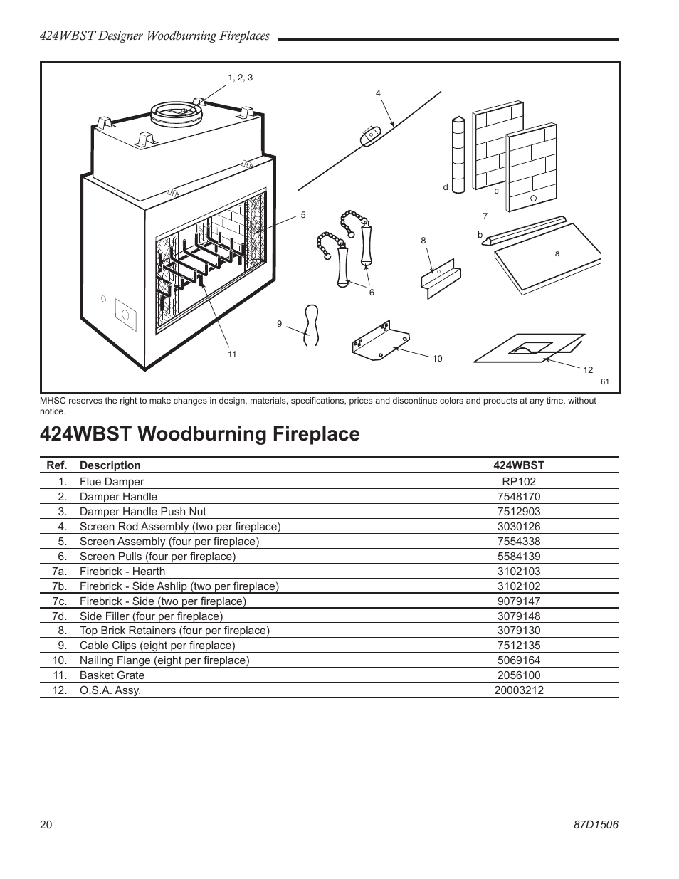 424wbst woodburning fireplace, 424wbst designer woodburning fireplaces | Monessen Hearth 424WBST User Manual | Page 20 / 24