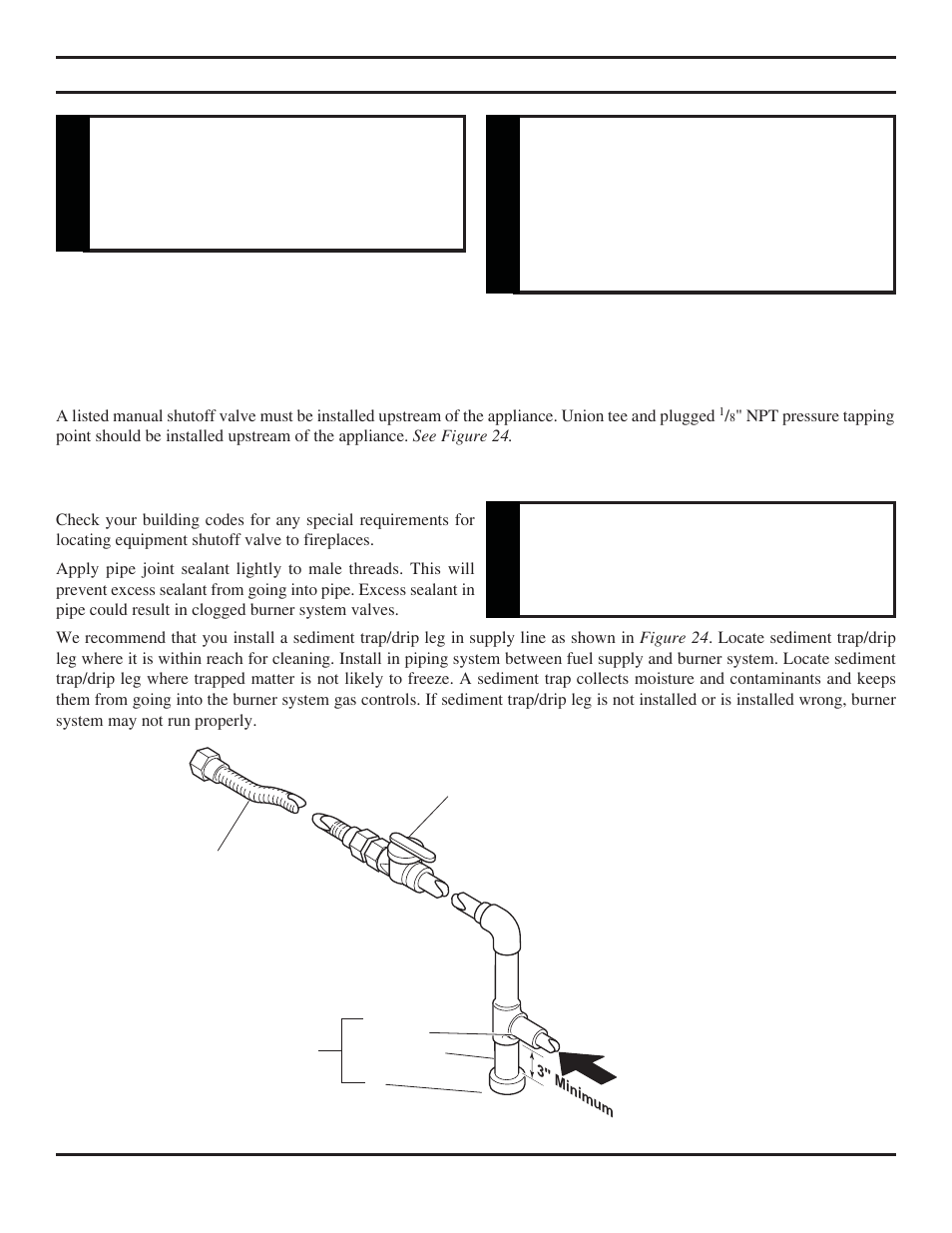 Fireplace installation, Caution, Warning | Monessen Hearth Direct Vent BLDV400 User Manual | Page 24 / 46