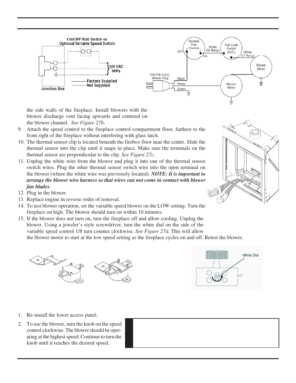 Optional fan/blower system | Monessen Hearth Direct Vent BLDV400 User Manual | Page 27 / 46