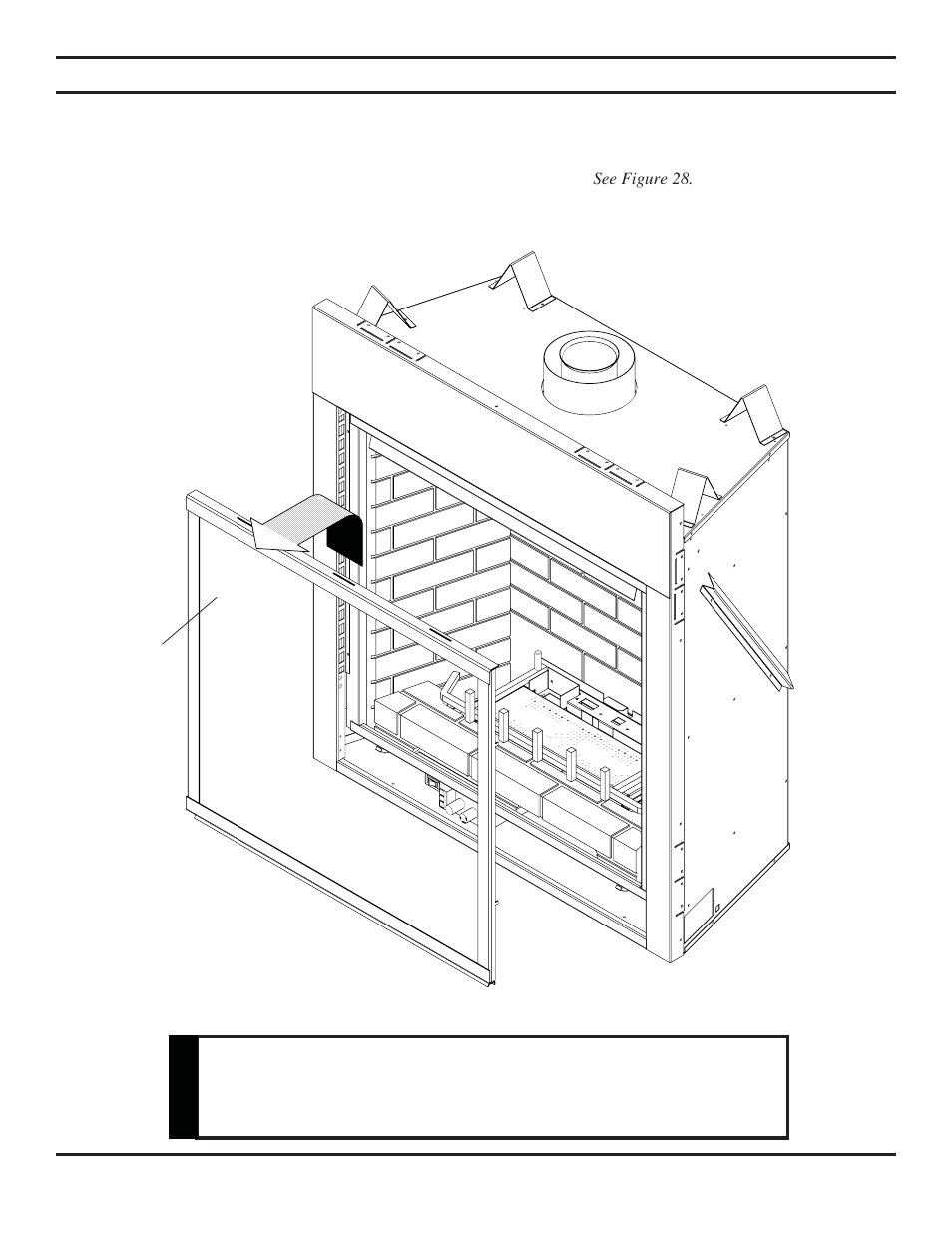 Glass removal, Caution | Monessen Hearth Direct Vent BLDV400 User Manual | Page 28 / 46