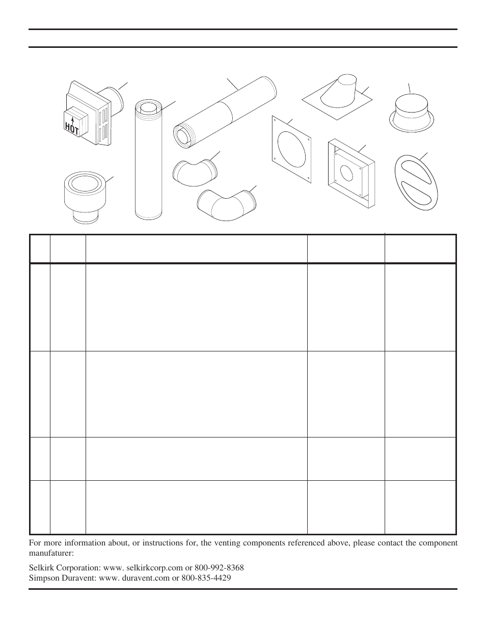 Illustrated parts list | Monessen Hearth Direct Vent BLDV400 User Manual | Page 42 / 46