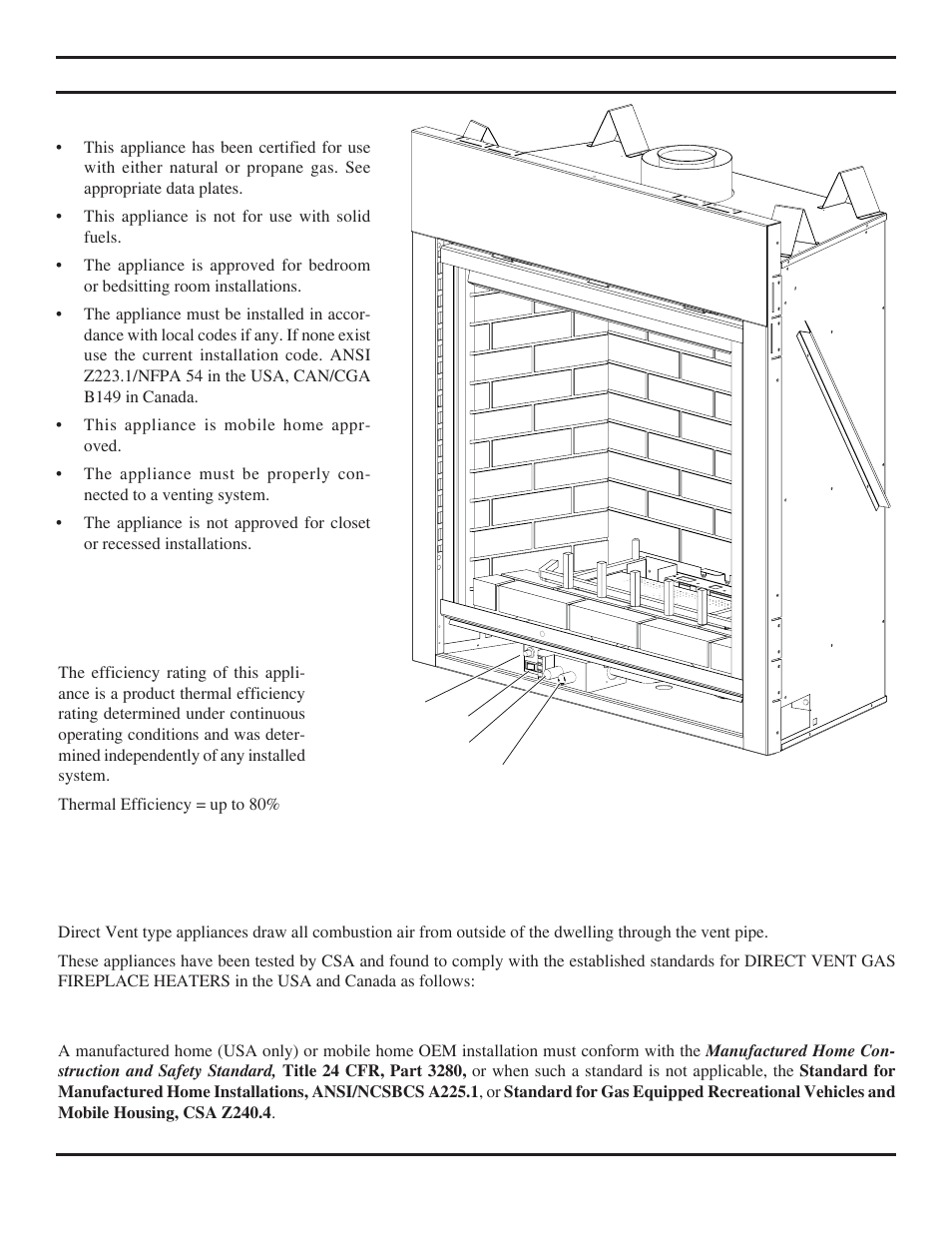 Product features, Code approval | Monessen Hearth Direct Vent BLDV400 User Manual | Page 5 / 46