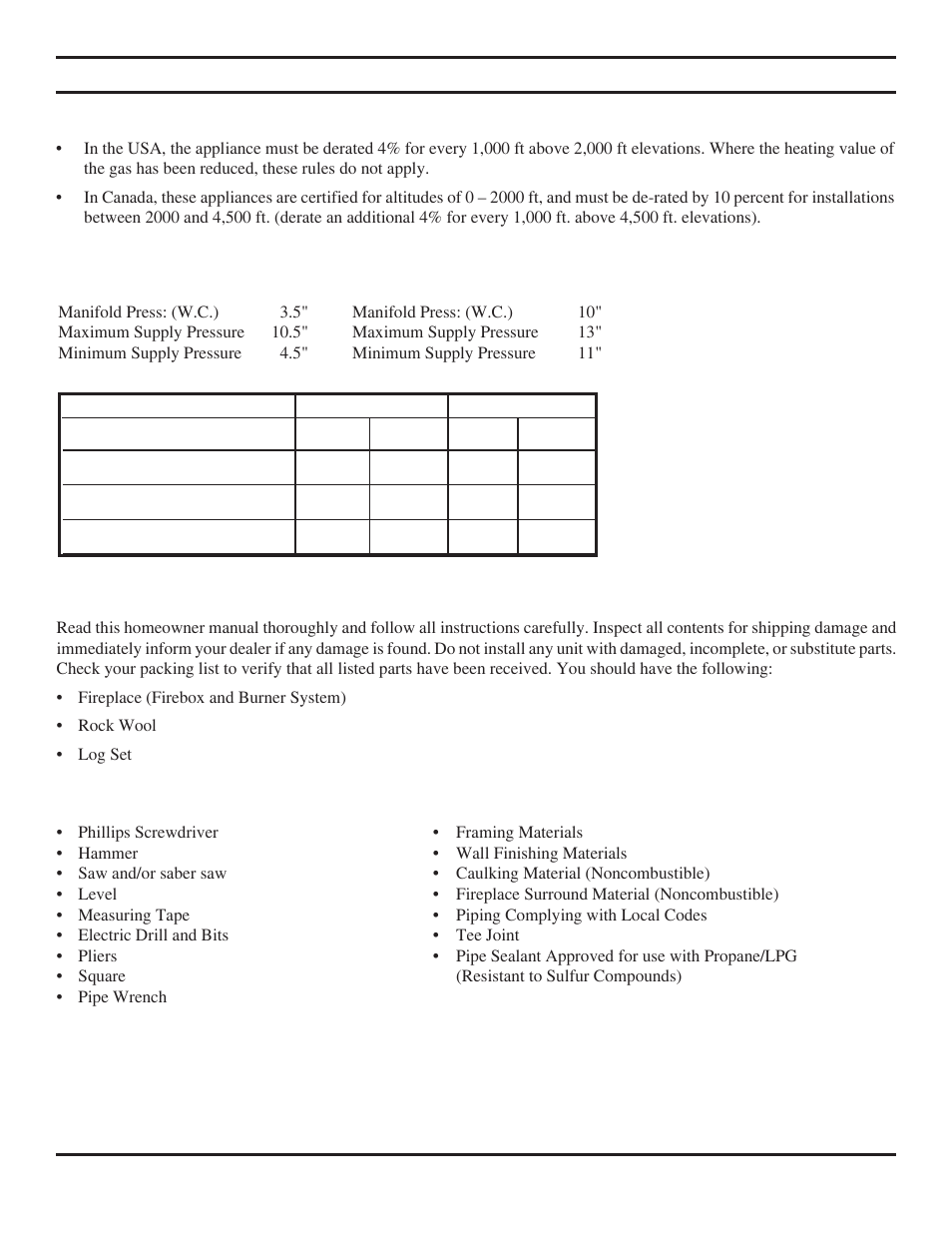 Pre-installation information | Monessen Hearth Direct Vent BLDV400 User Manual | Page 6 / 46