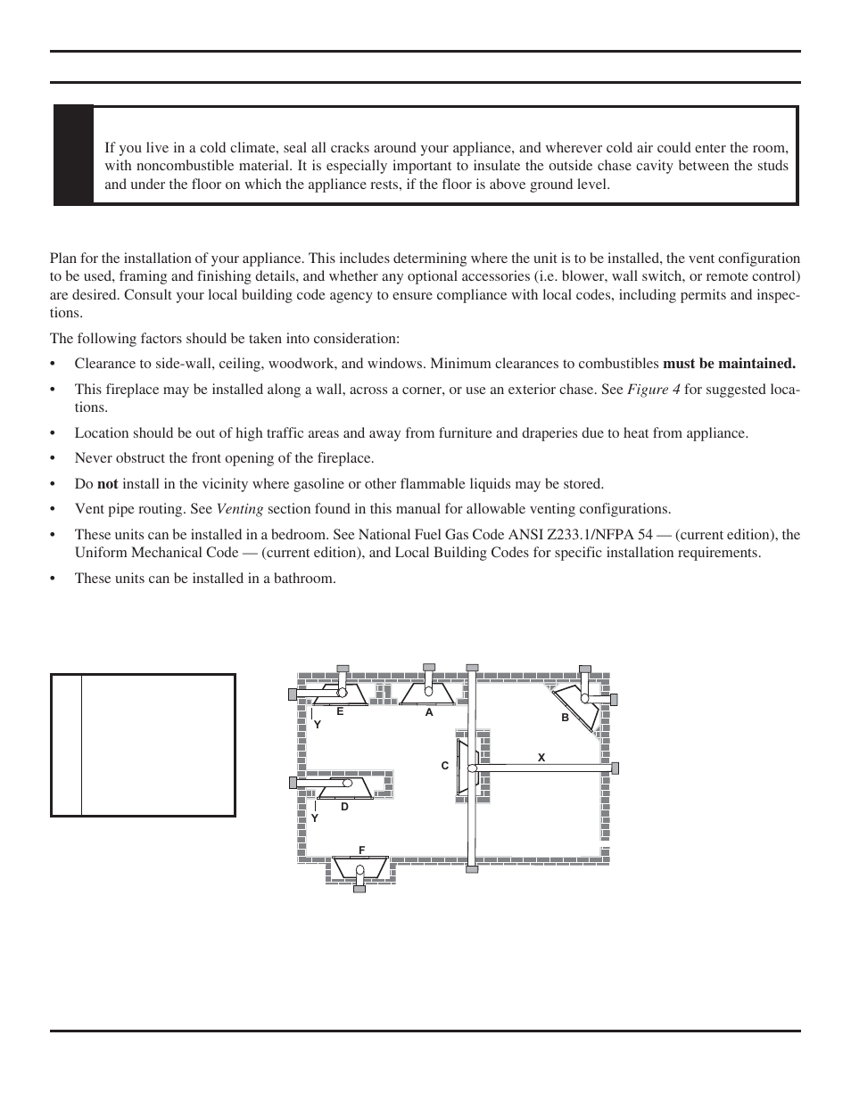 Pre-installation information, No te | Monessen Hearth Direct Vent BLDV400 User Manual | Page 9 / 46