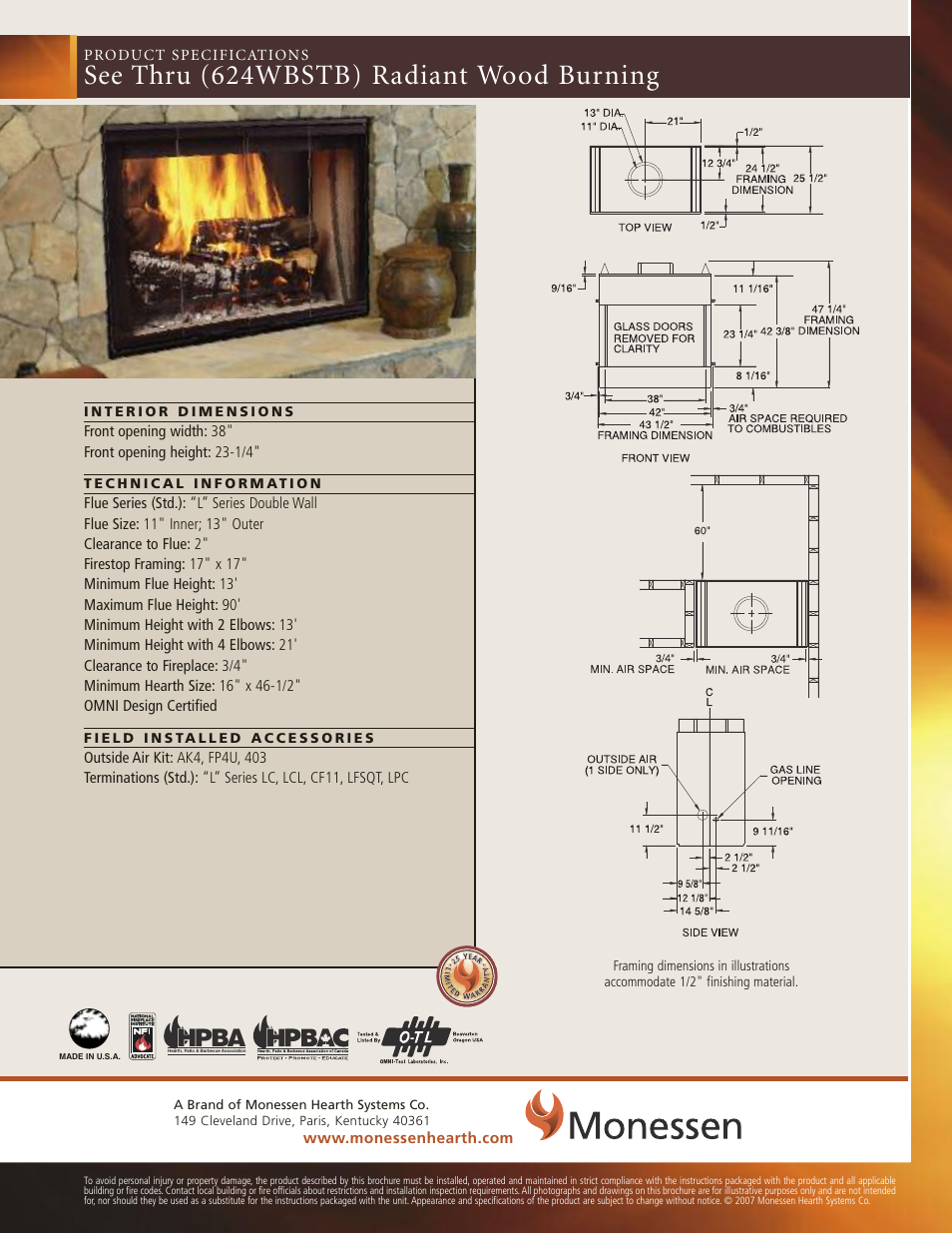 Monessen Hearth none User Manual | 1 page