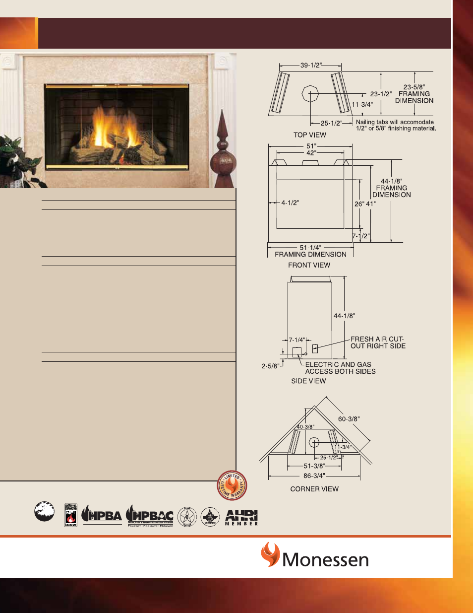 Monessen Hearth B Vent 724BV5142C User Manual | 1 page